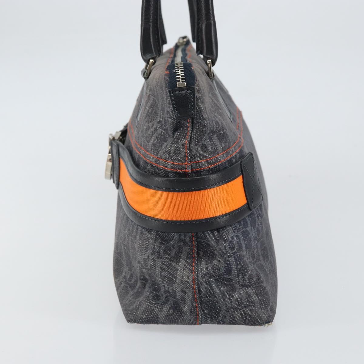 Christian Dior Trotter Canvas Flight line Hand Bag Gray Silver Auth 161160