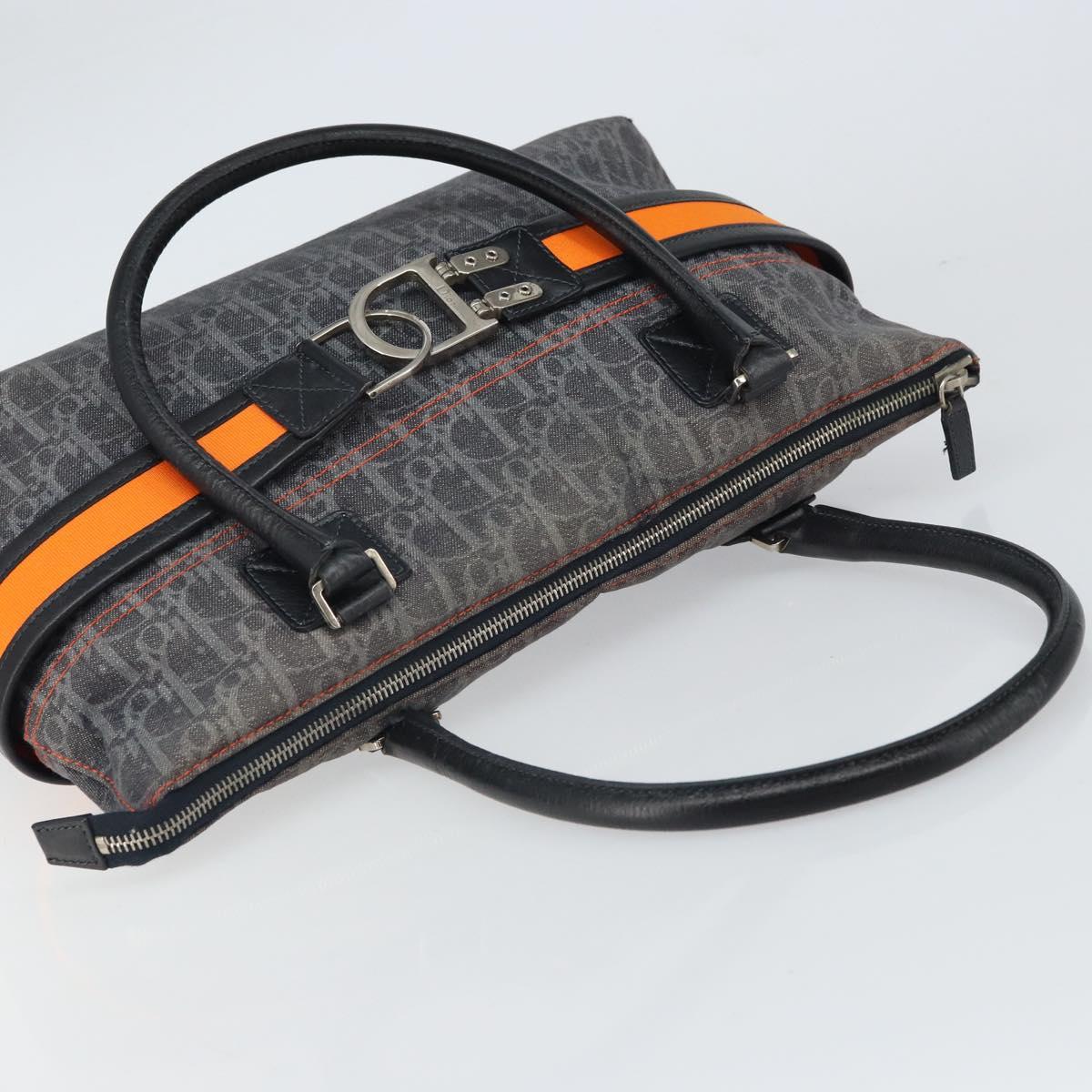 Christian Dior Trotter Canvas Flight line Hand Bag Gray Silver Auth 161160