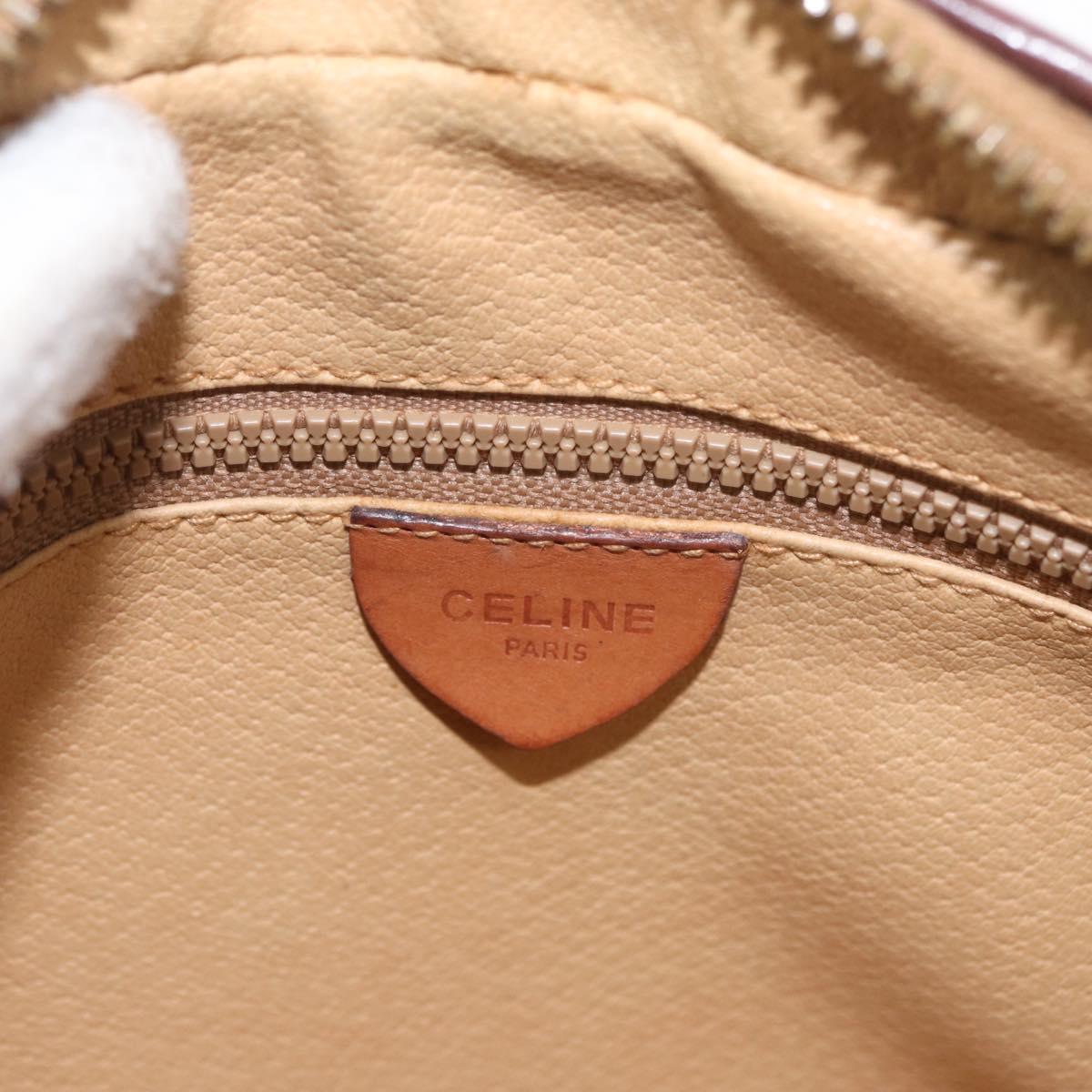 CELINE Macadam Canvas Shoulder Bag PVC Leather Brown Gold Auth 161163
