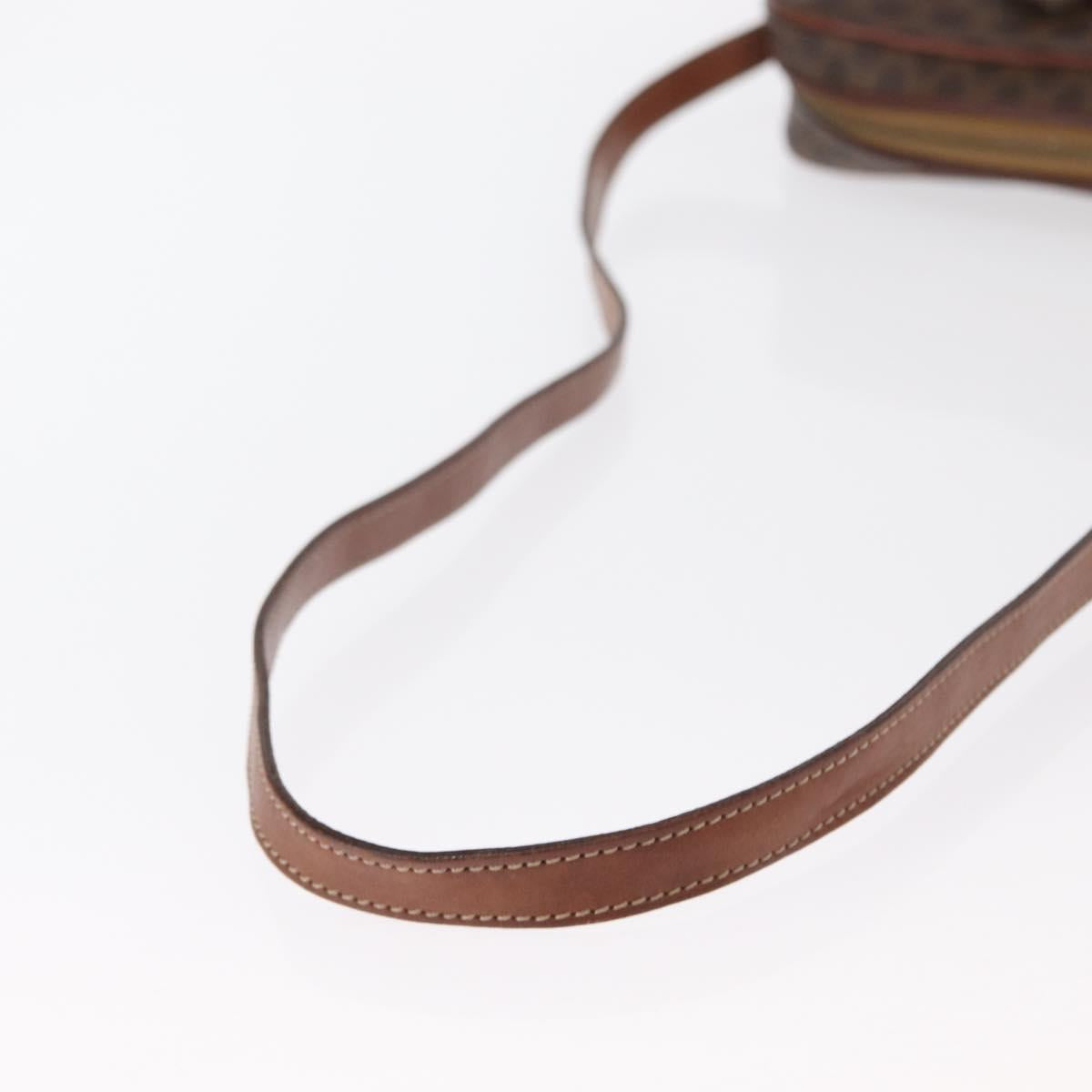 CELINE Macadam Canvas Shoulder Bag PVC Leather Brown Gold Auth 161163