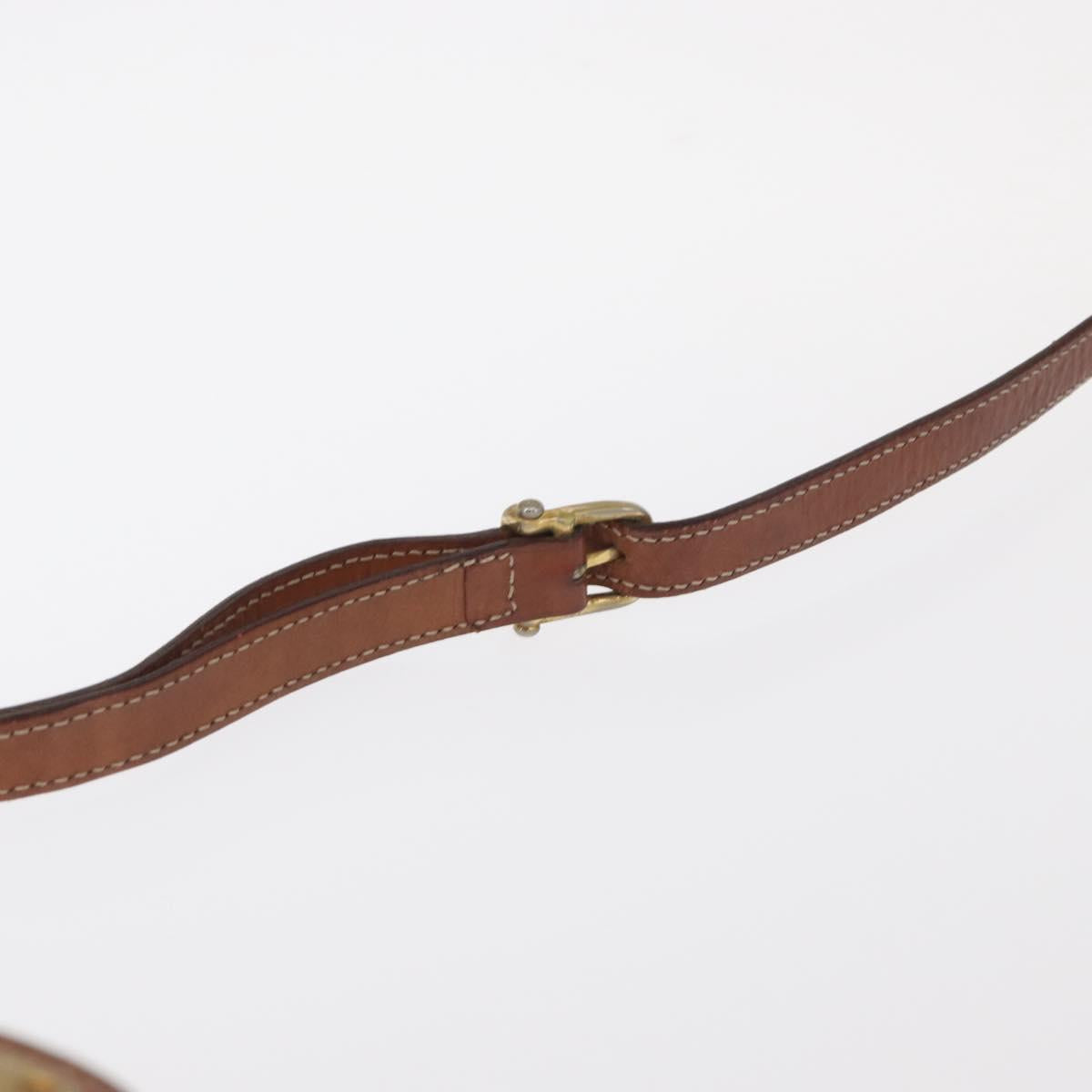 CELINE Macadam Canvas Shoulder Bag PVC Leather Brown Gold Auth 161163