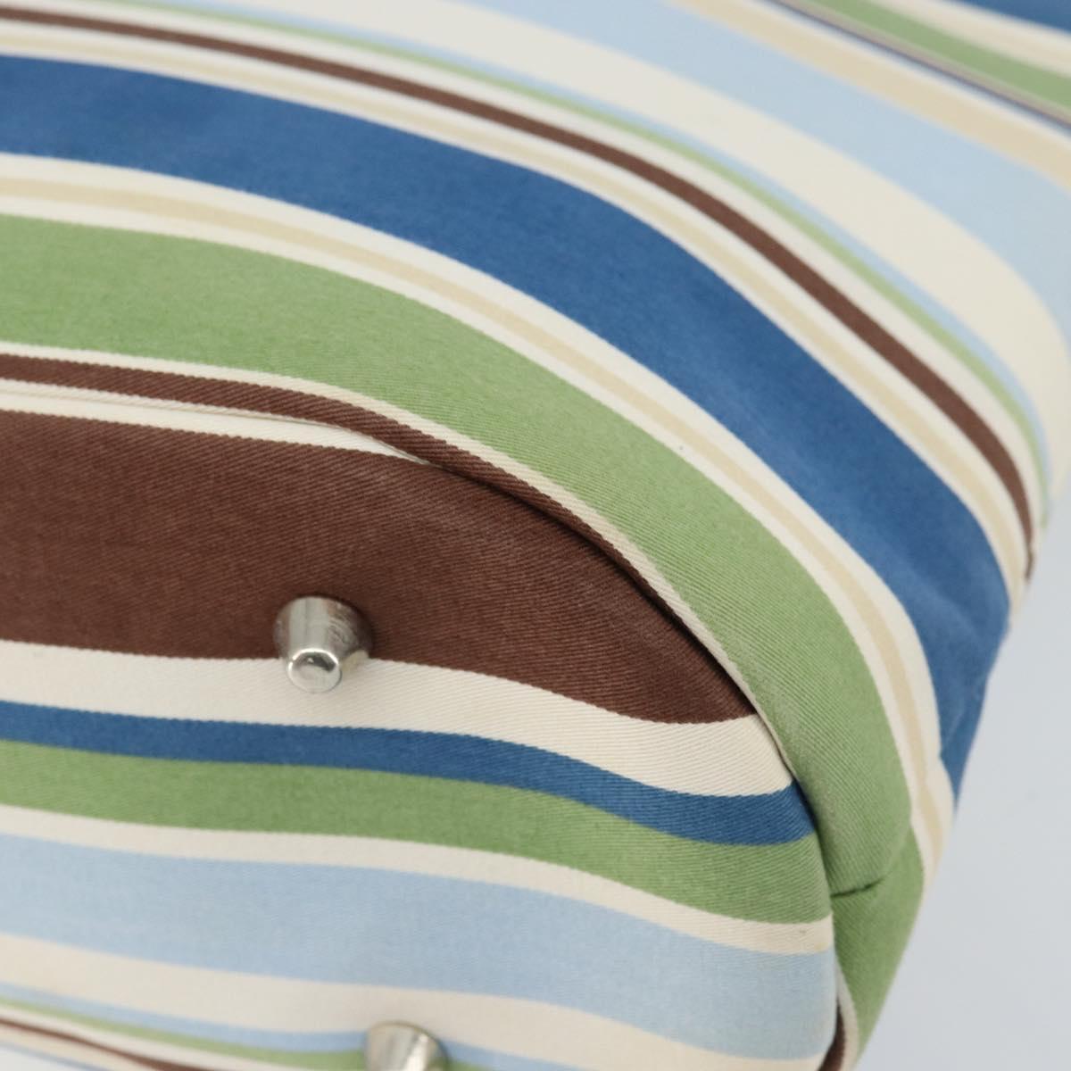 BURBERRY Tote Bag Canvas Blue Silver Auth 161168