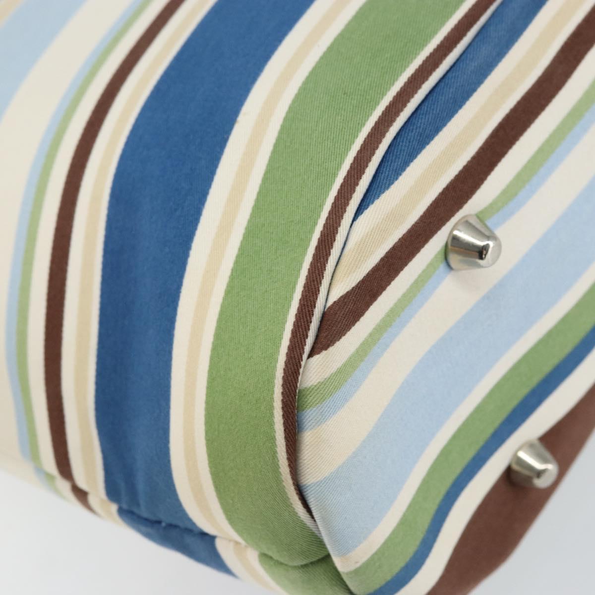 BURBERRY Tote Bag Canvas Blue Silver Auth 161168