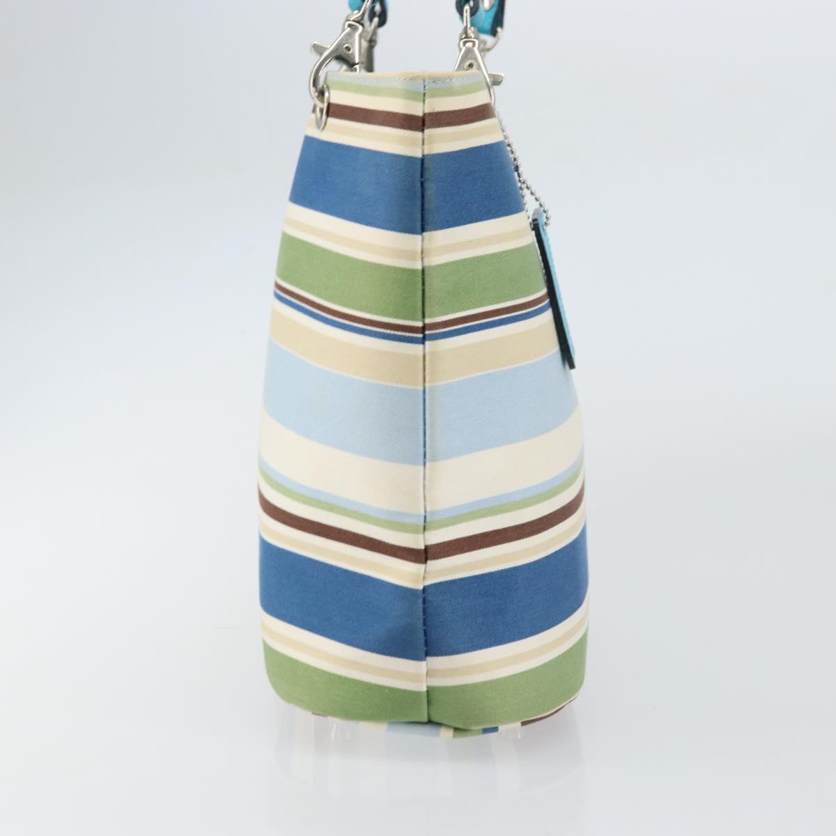 BURBERRY Tote Bag Canvas Blue Silver Auth 161168