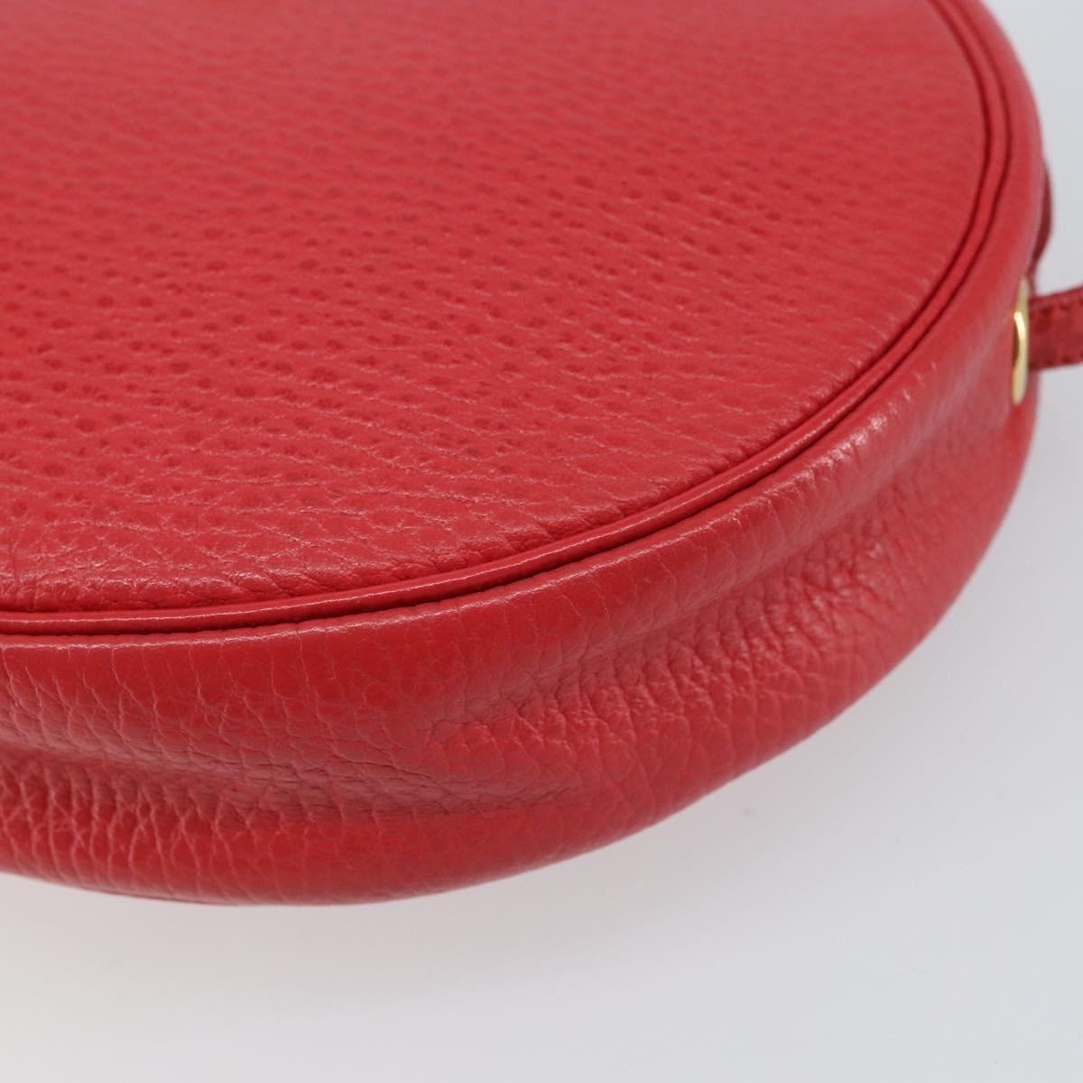 Christian Dior Shoulder Bag Leather Red Gold Auth 161188