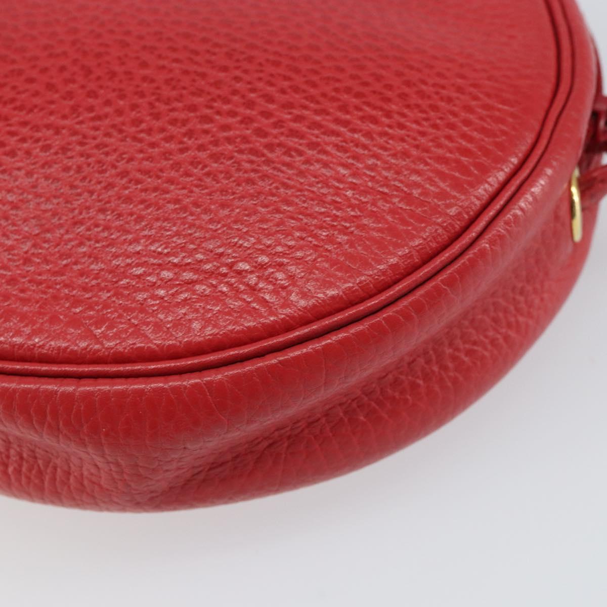 Christian Dior Shoulder Bag Leather Red Gold Auth 161188