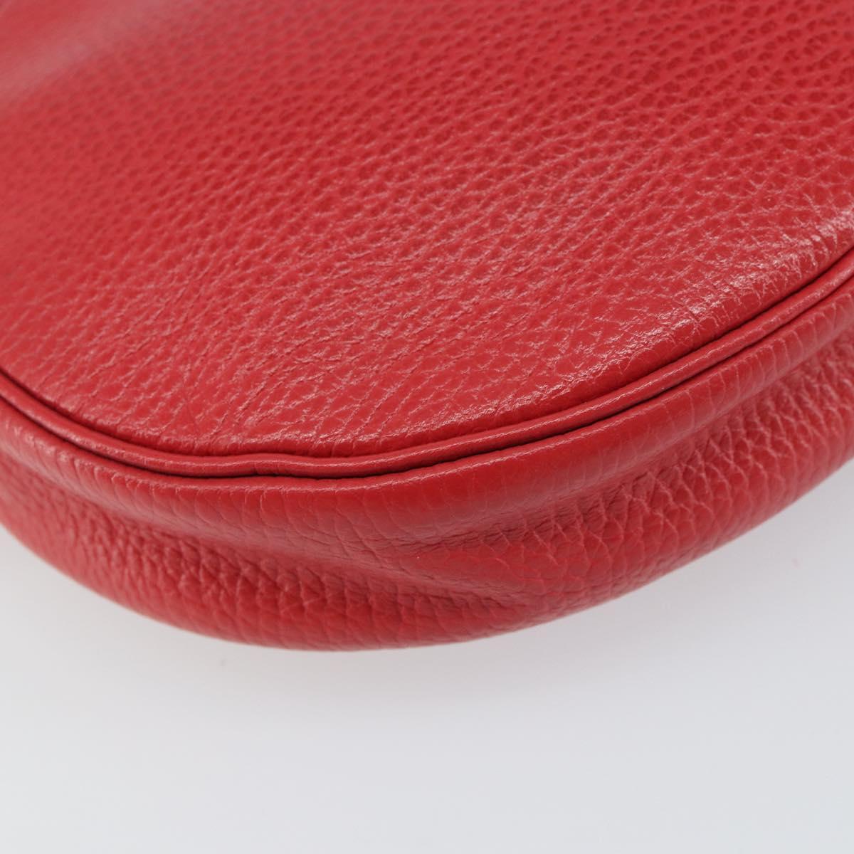 Christian Dior Shoulder Bag Leather Red Gold Auth 161188