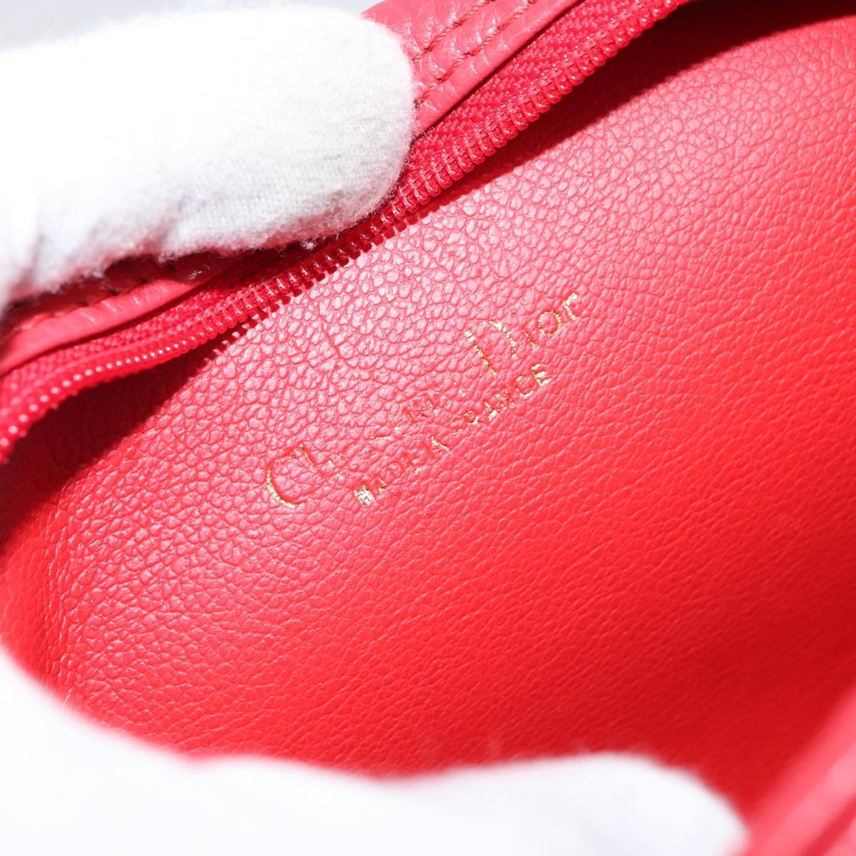 Christian Dior Shoulder Bag Leather Red Gold Auth 161188