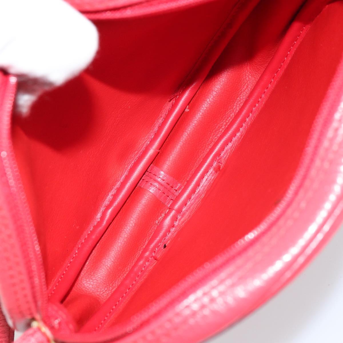 Christian Dior Shoulder Bag Leather Red Gold Auth 161188