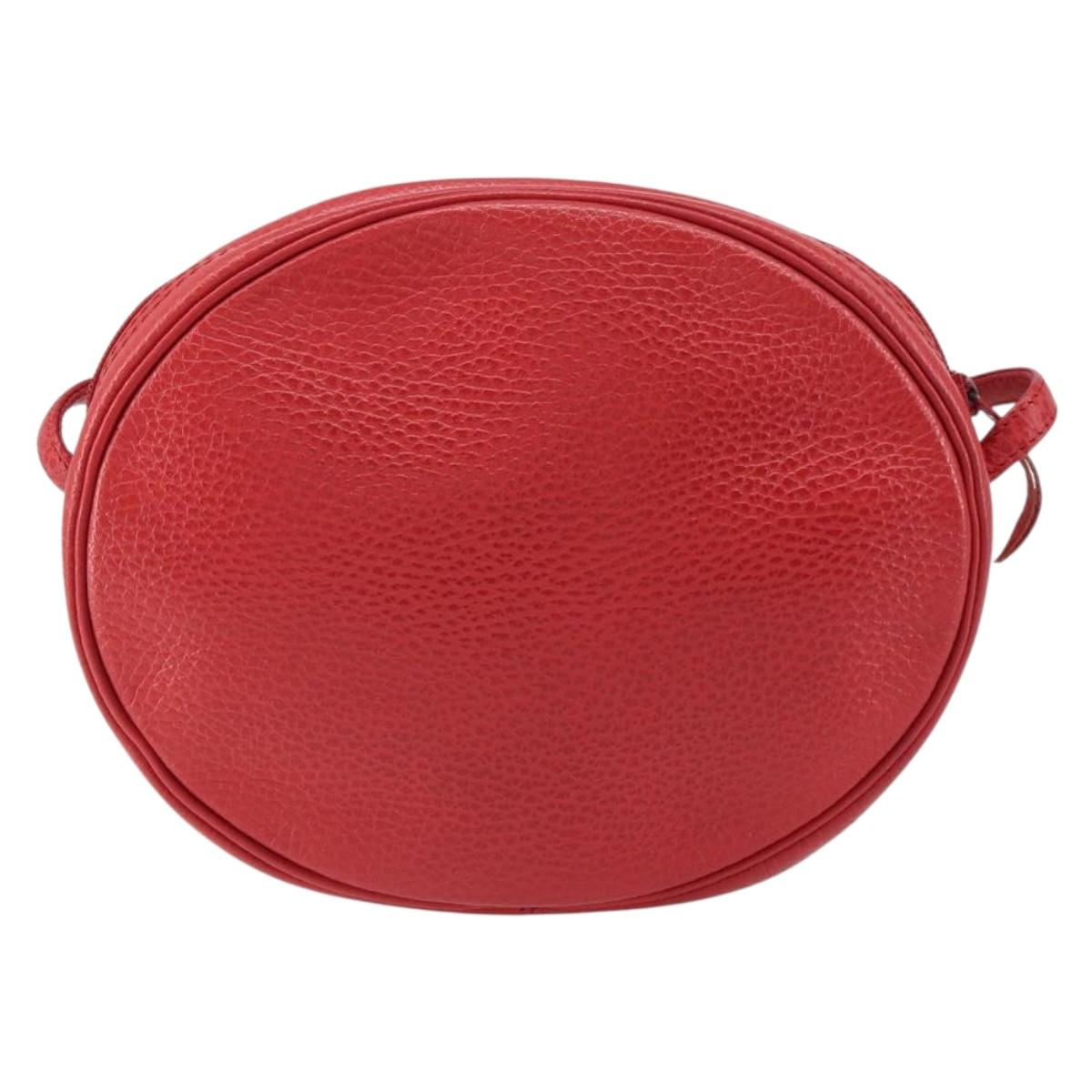 Christian Dior Shoulder Bag Leather Red Gold Auth 161188