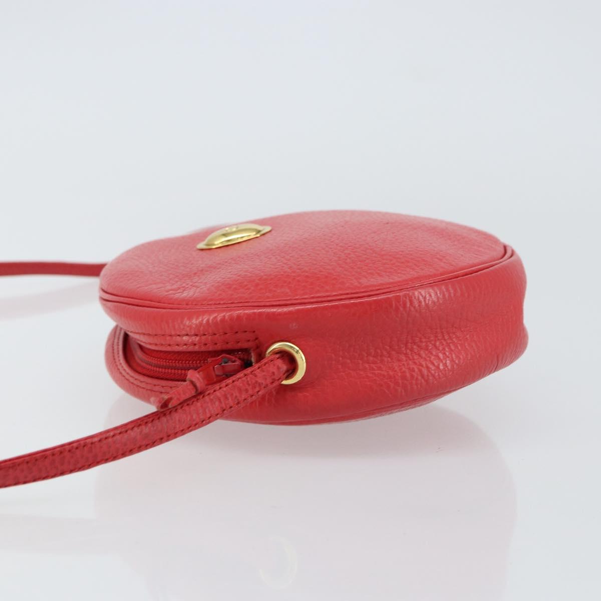Christian Dior Shoulder Bag Leather Red Gold Auth 161188
