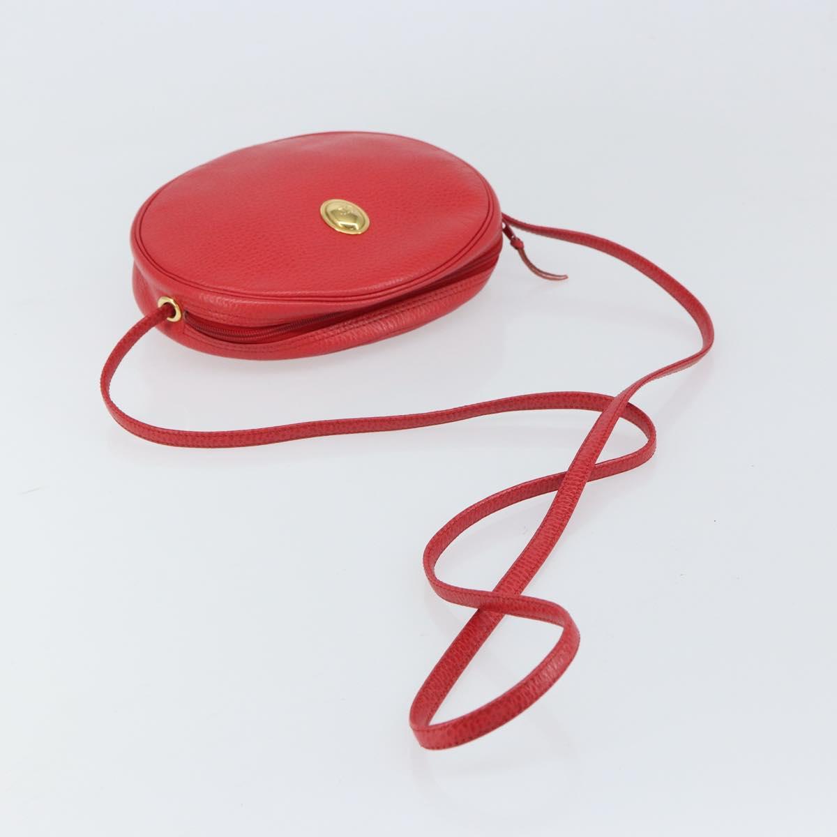 Christian Dior Shoulder Bag Leather Red Gold Auth 161188