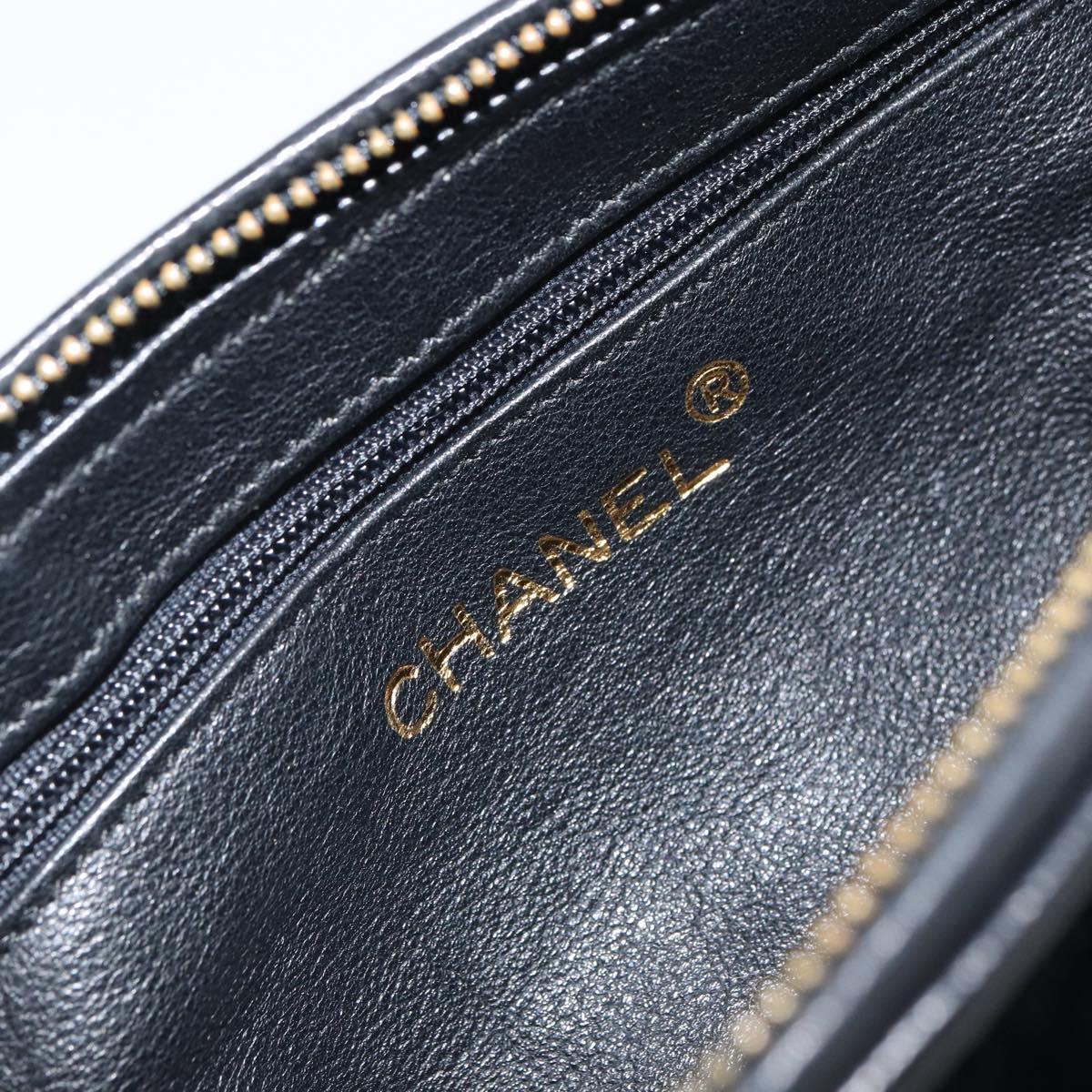 CHANEL Matelasse Pouch Velor Black Gold CC Auth 161194V