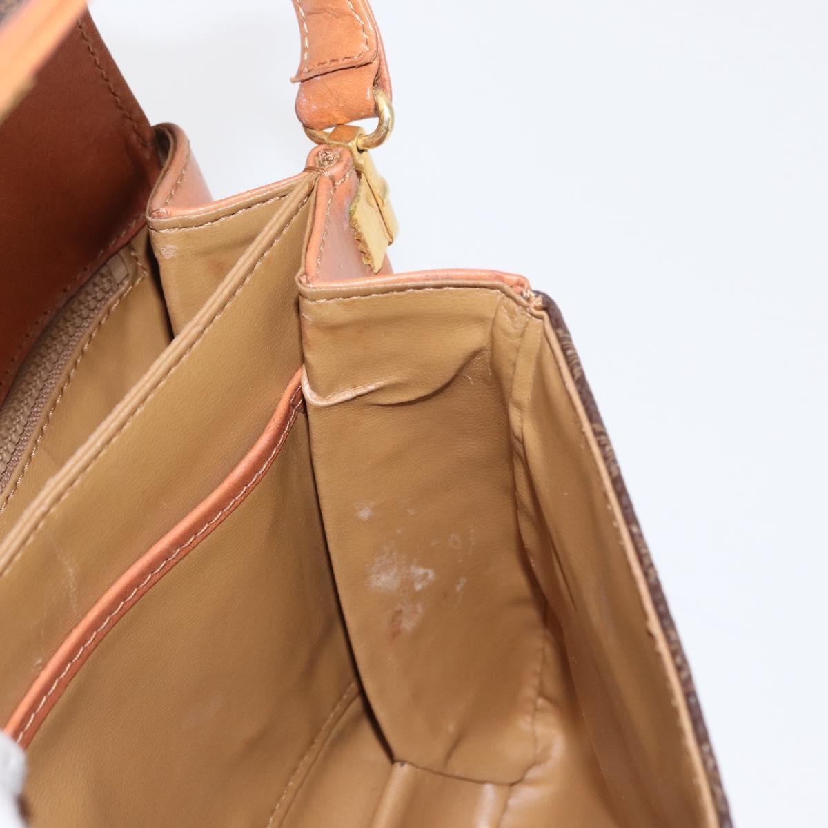 CELINE Macadam Canvas Shoulder Bag PVC Leather Brown Gold Auth 161211