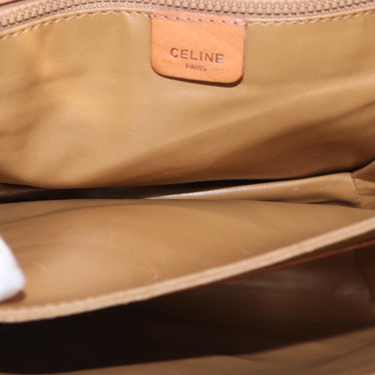 CELINE Macadam Canvas Shoulder Bag PVC Leather Brown Gold Auth 161211