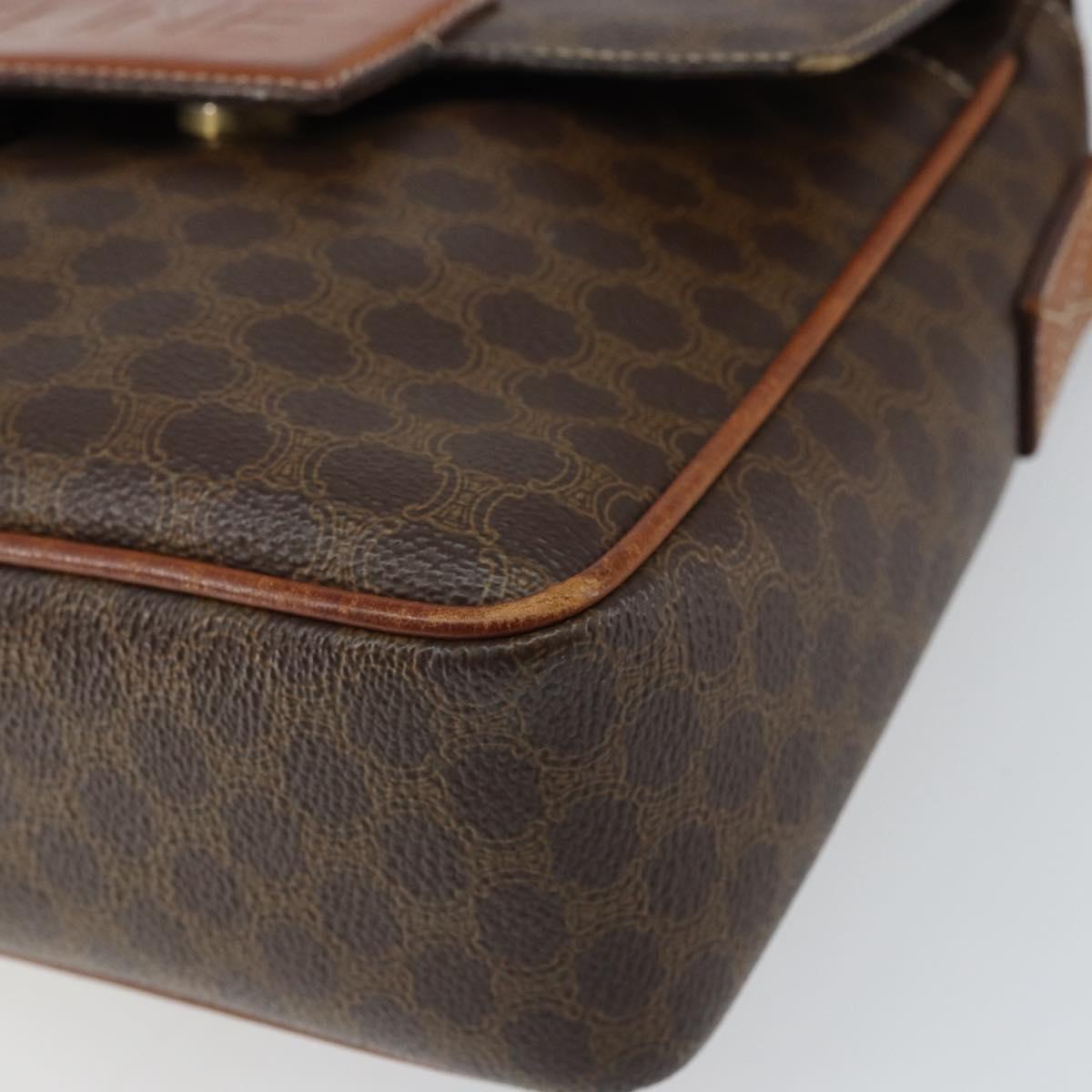 CELINE Macadam Canvas Shoulder Bag PVC Leather Brown Gold Auth 161212