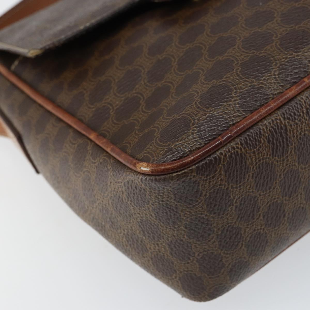 CELINE Macadam Canvas Shoulder Bag PVC Leather Brown Gold Auth 161212