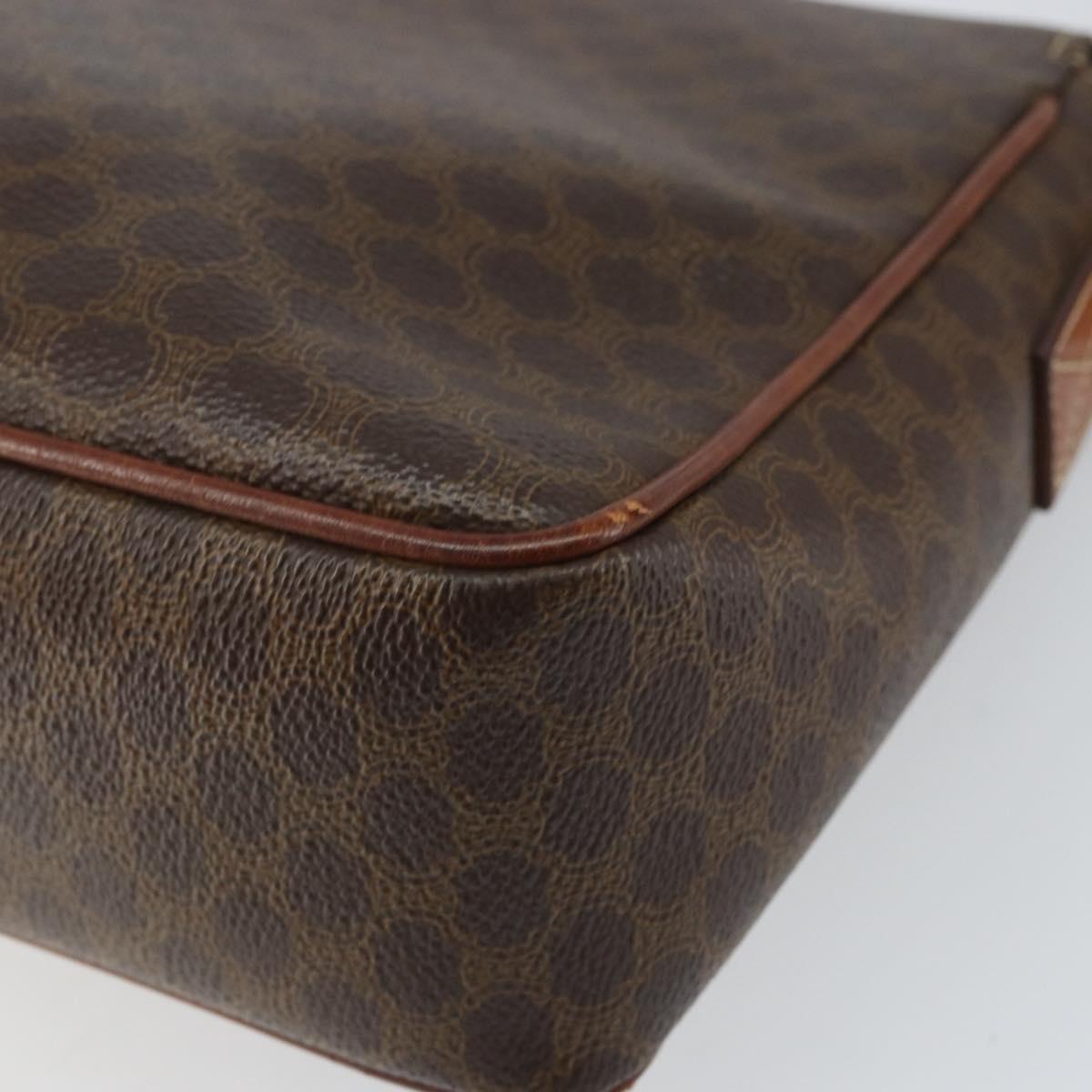 CELINE Macadam Canvas Shoulder Bag PVC Leather Brown Gold Auth 161212