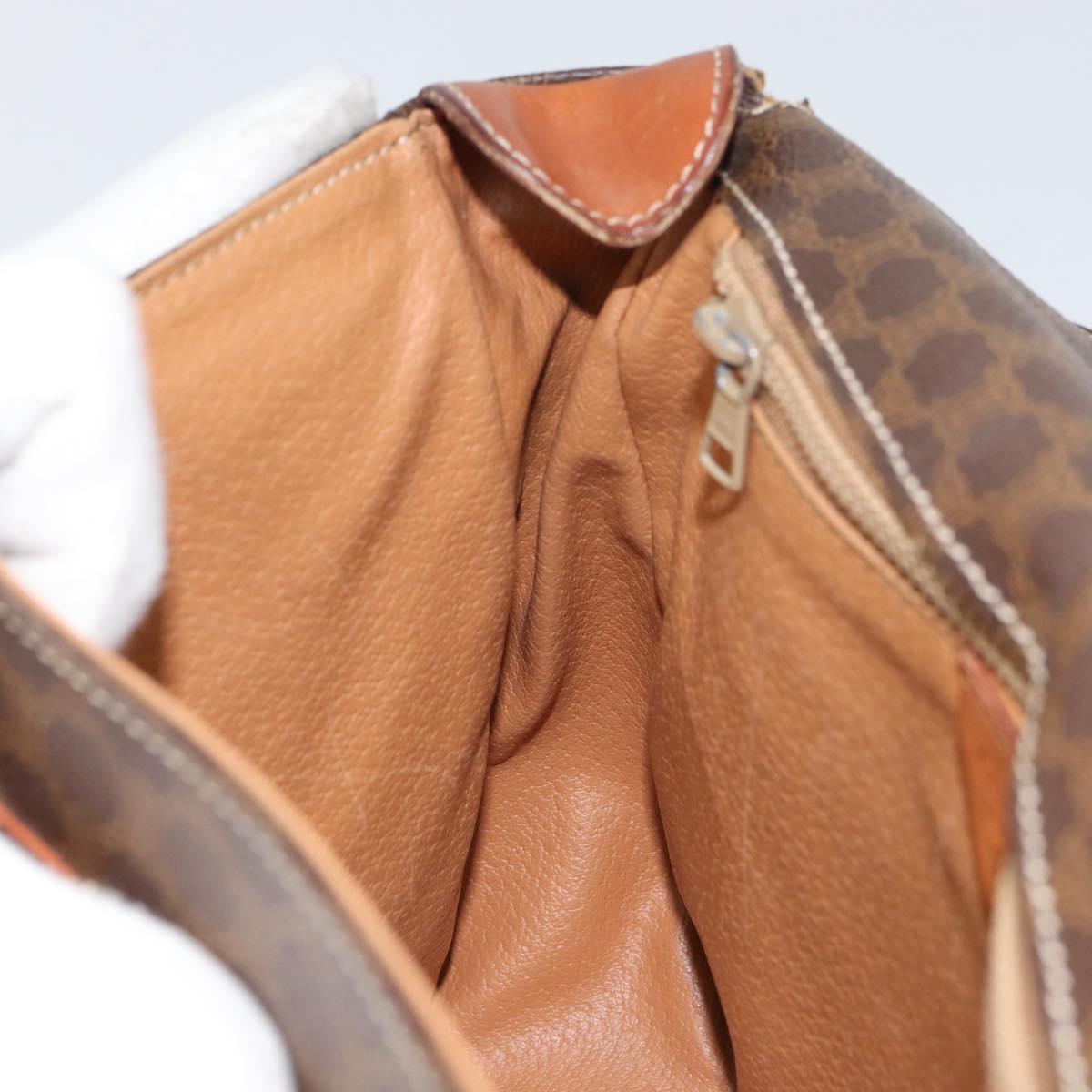 CELINE Macadam Canvas Shoulder Bag PVC Leather Brown Gold Auth 161212