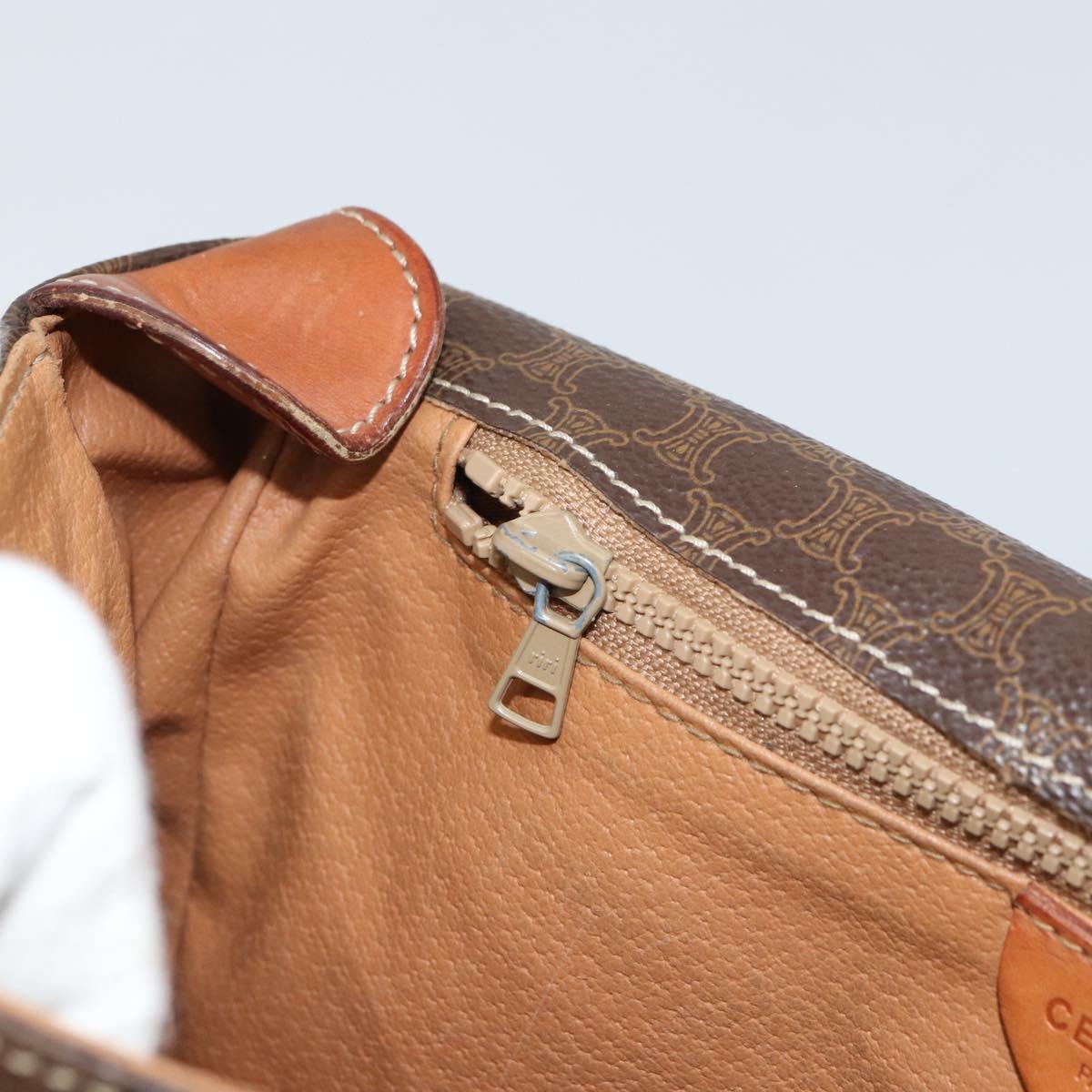 CELINE Macadam Canvas Shoulder Bag PVC Leather Brown Gold Auth 161212