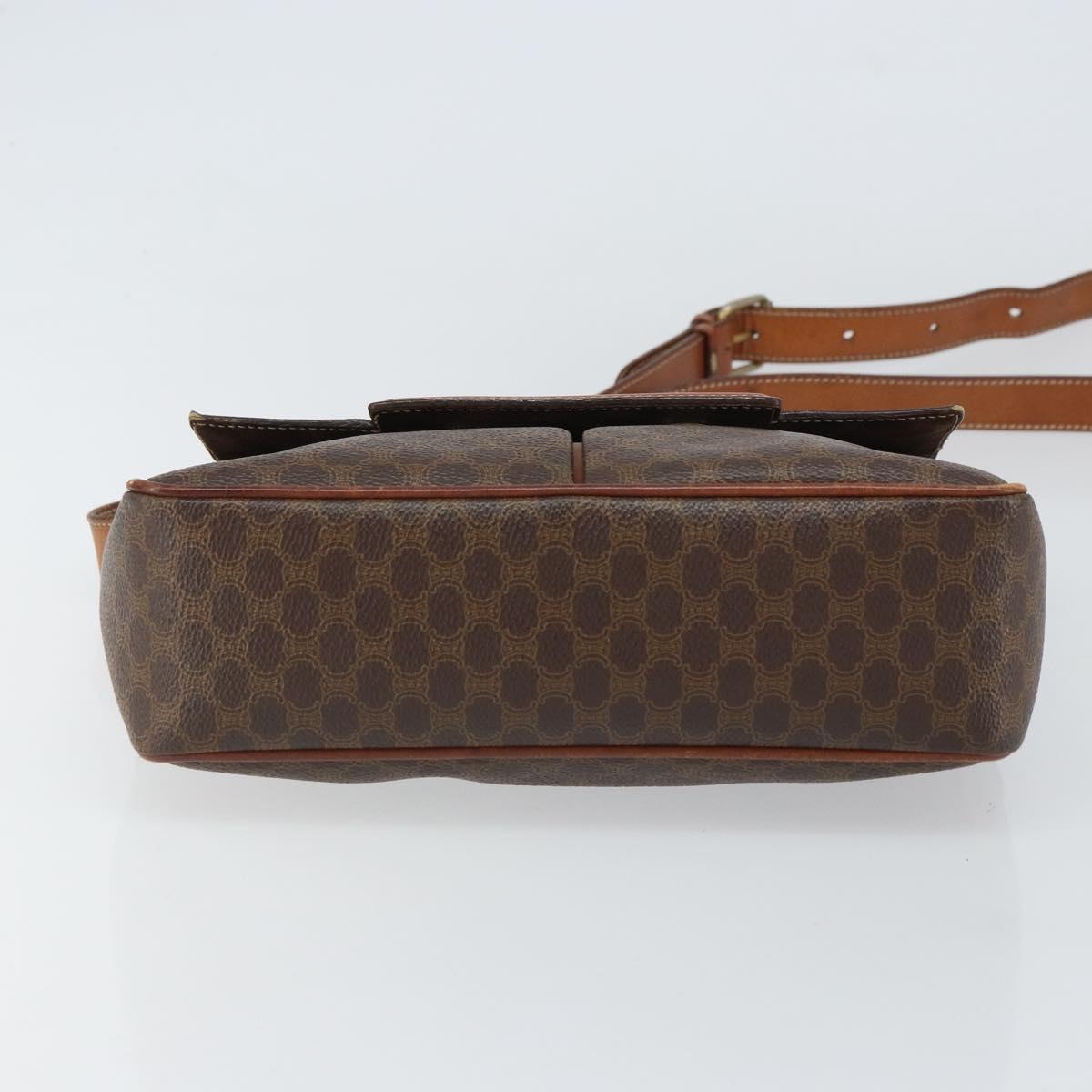 CELINE Macadam Canvas Shoulder Bag PVC Leather Brown Gold Auth 161212
