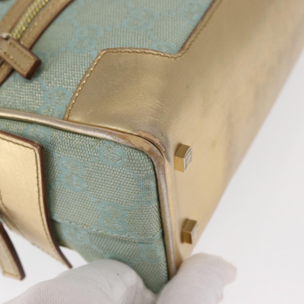 GUCCI GG Canvas Hand Bag Peppermint Gold 000 0852 Auth 161216