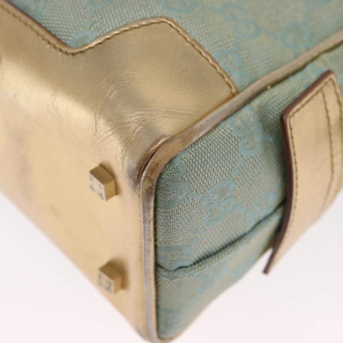 GUCCI GG Canvas Hand Bag Peppermint Gold 000 0852 Auth 161216