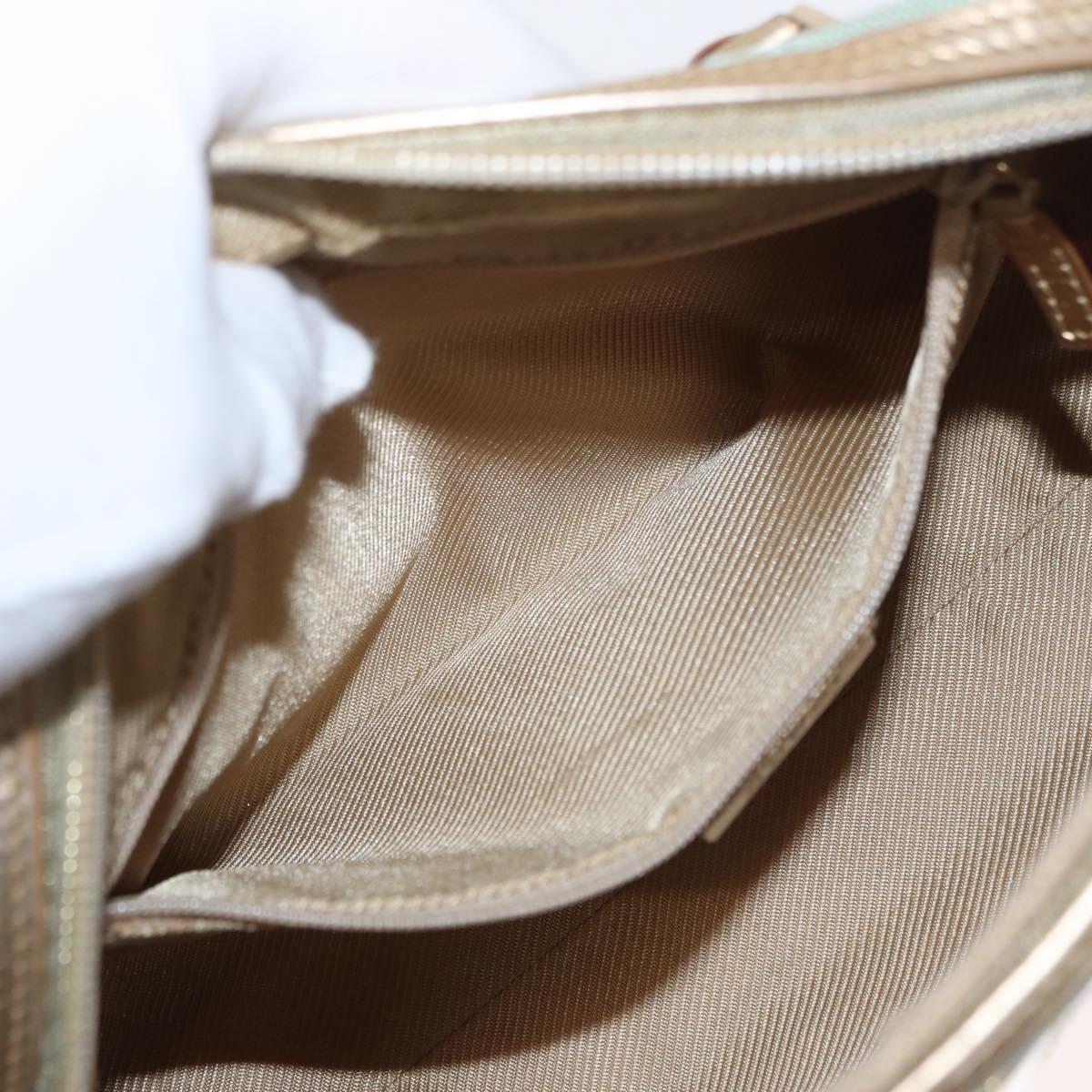 GUCCI GG Canvas Hand Bag Peppermint Gold 000 0852 Auth 161216