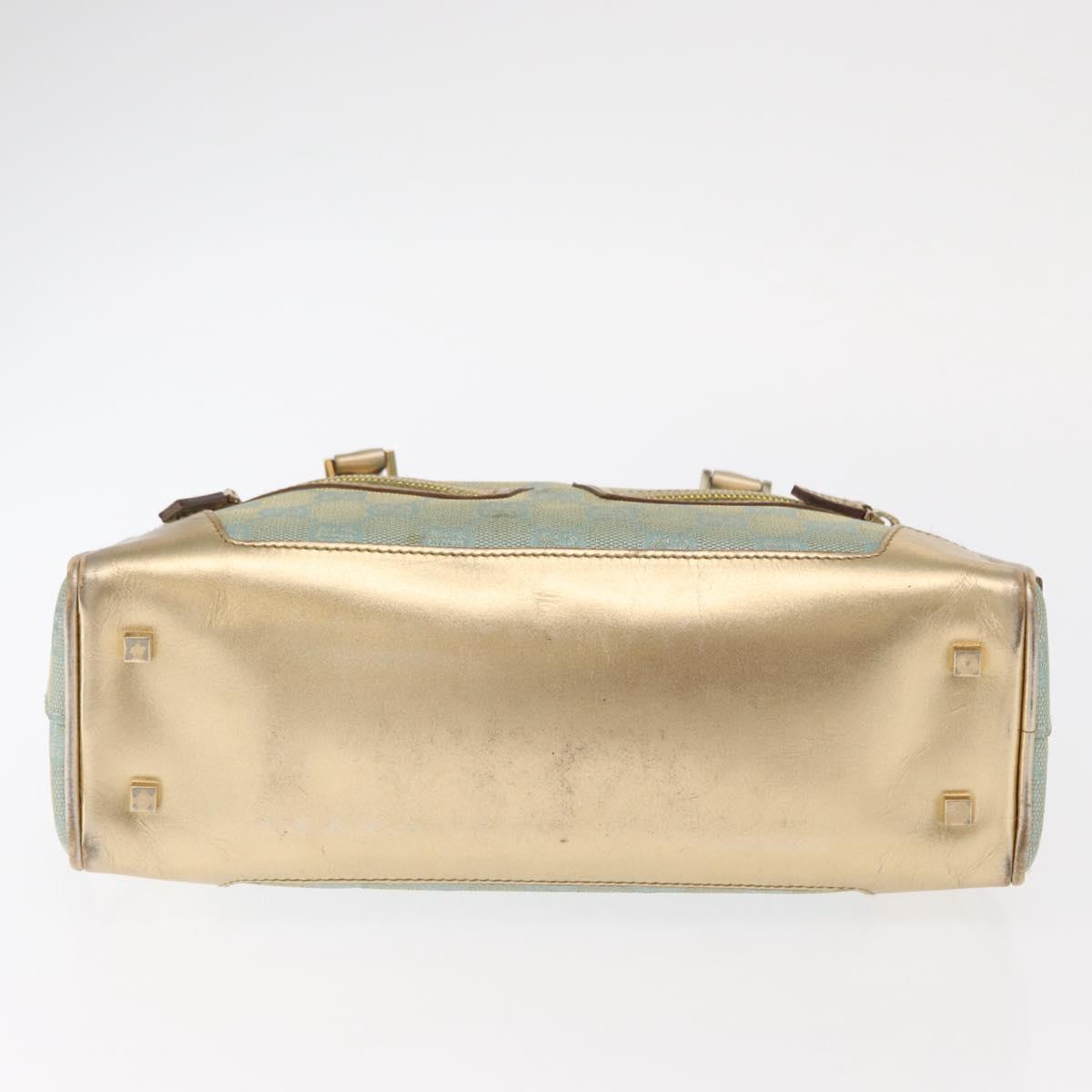 GUCCI GG Canvas Hand Bag Peppermint Gold 000 0852 Auth 161216