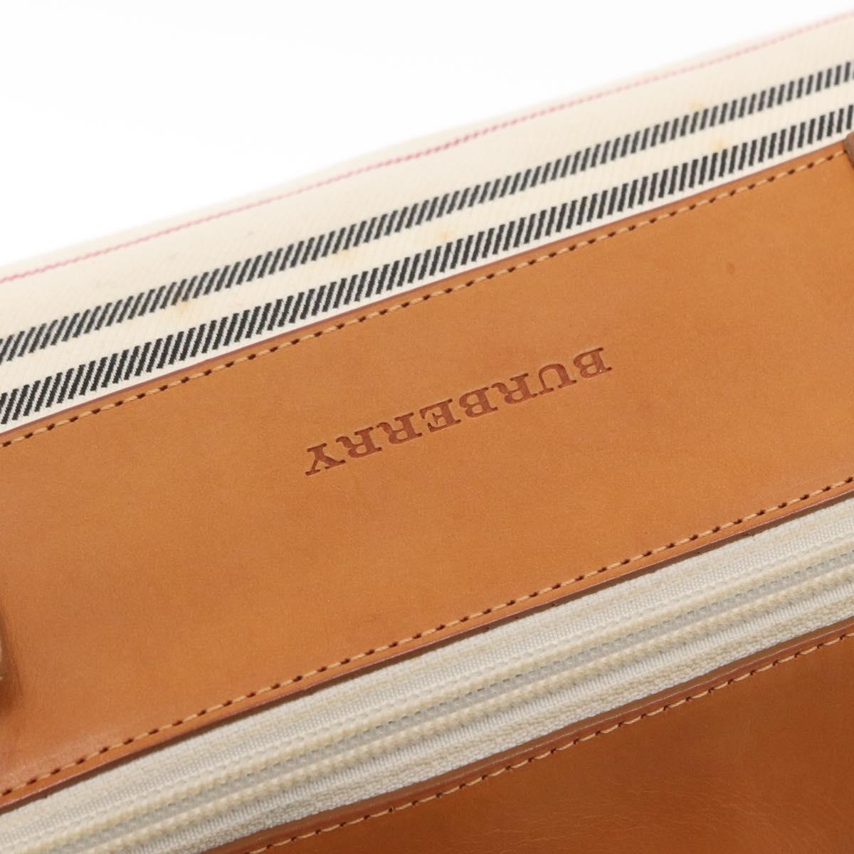 BURBERRY Shoulder Bag Canvas Beige Silver Auth 161218