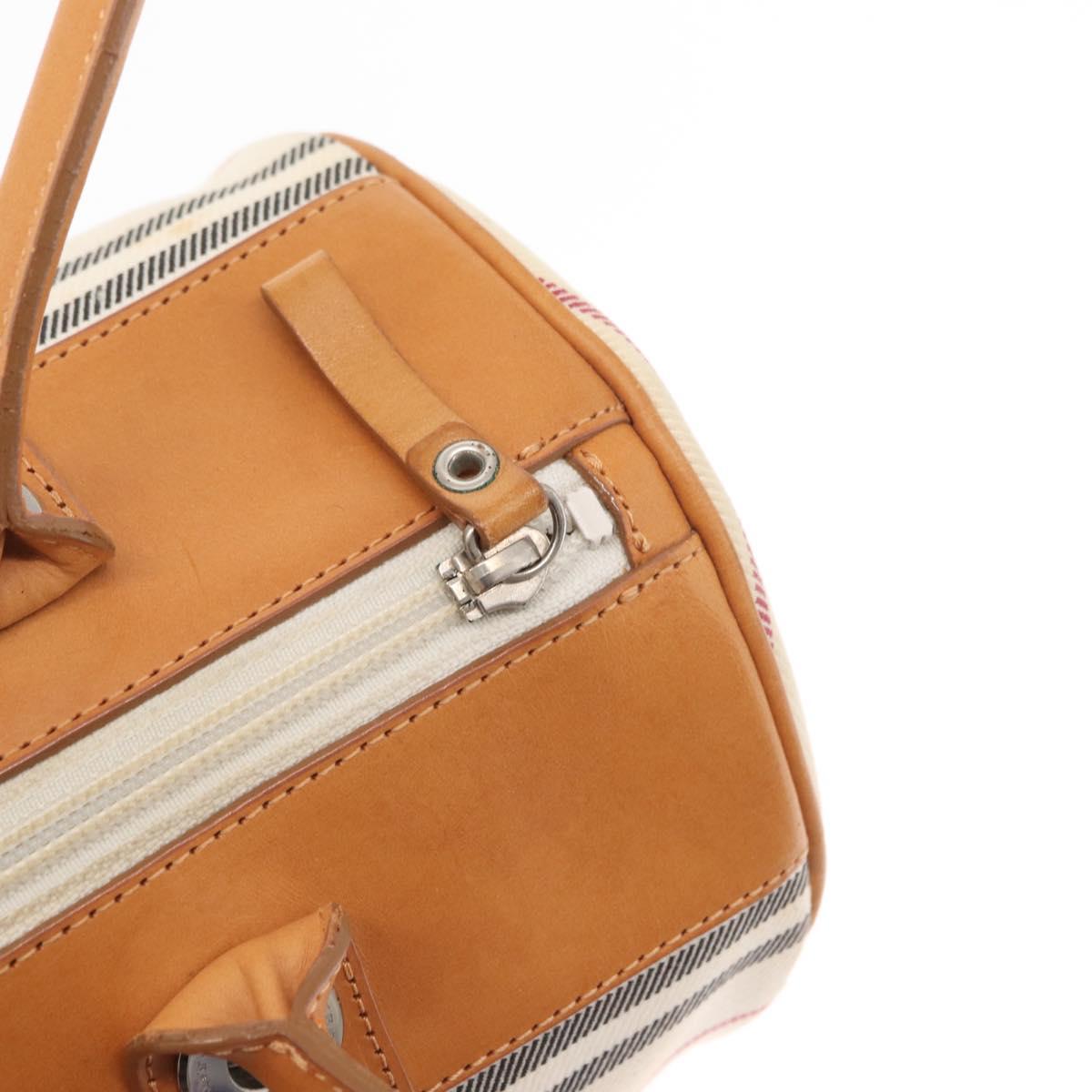 BURBERRY Shoulder Bag Canvas Beige Silver Auth 161218