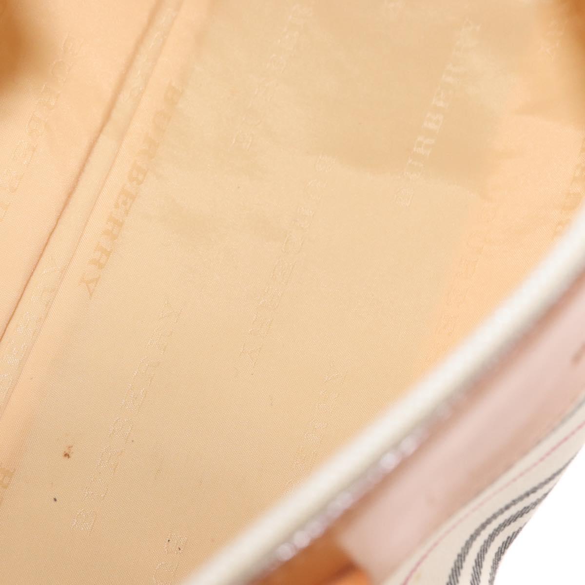 BURBERRY Shoulder Bag Canvas Beige Silver Auth 161218
