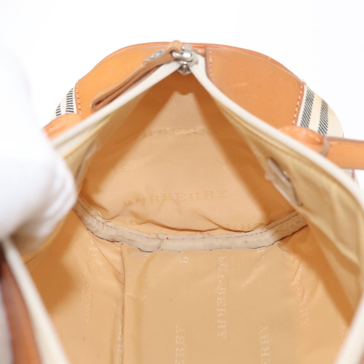 BURBERRY Shoulder Bag Canvas Beige Silver Auth 161218