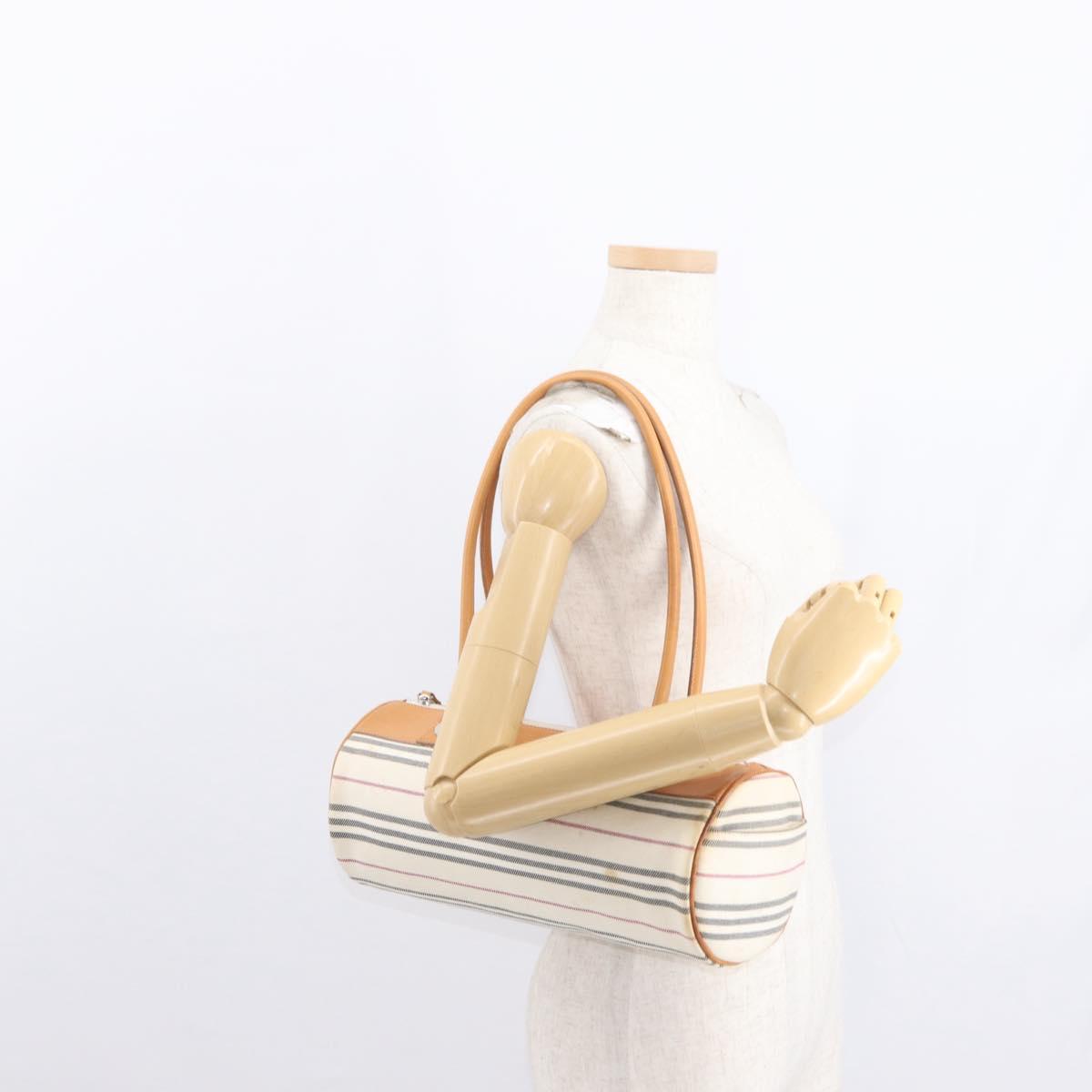 BURBERRY Shoulder Bag Canvas Beige Silver Auth 161218