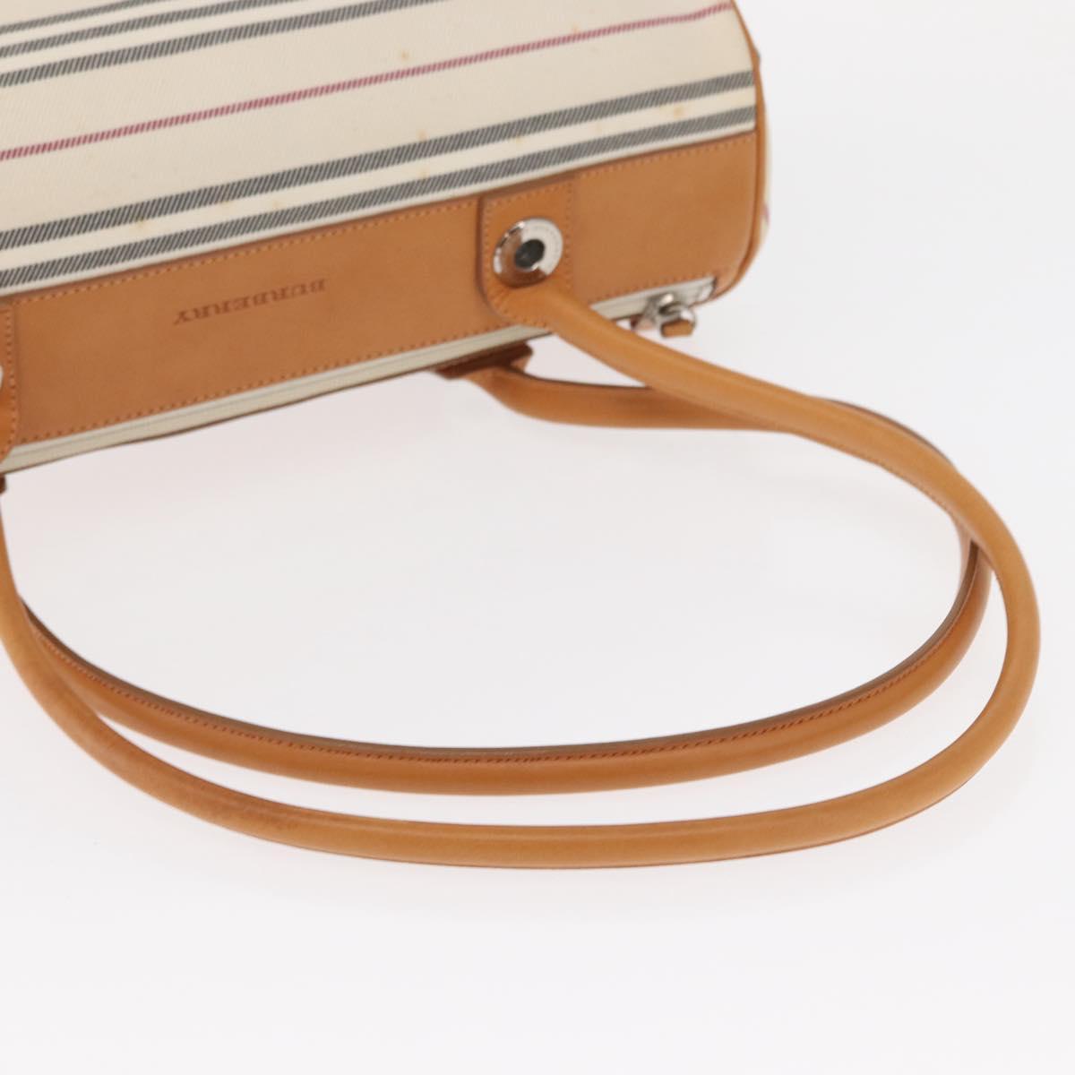 BURBERRY Shoulder Bag Canvas Beige Silver Auth 161218