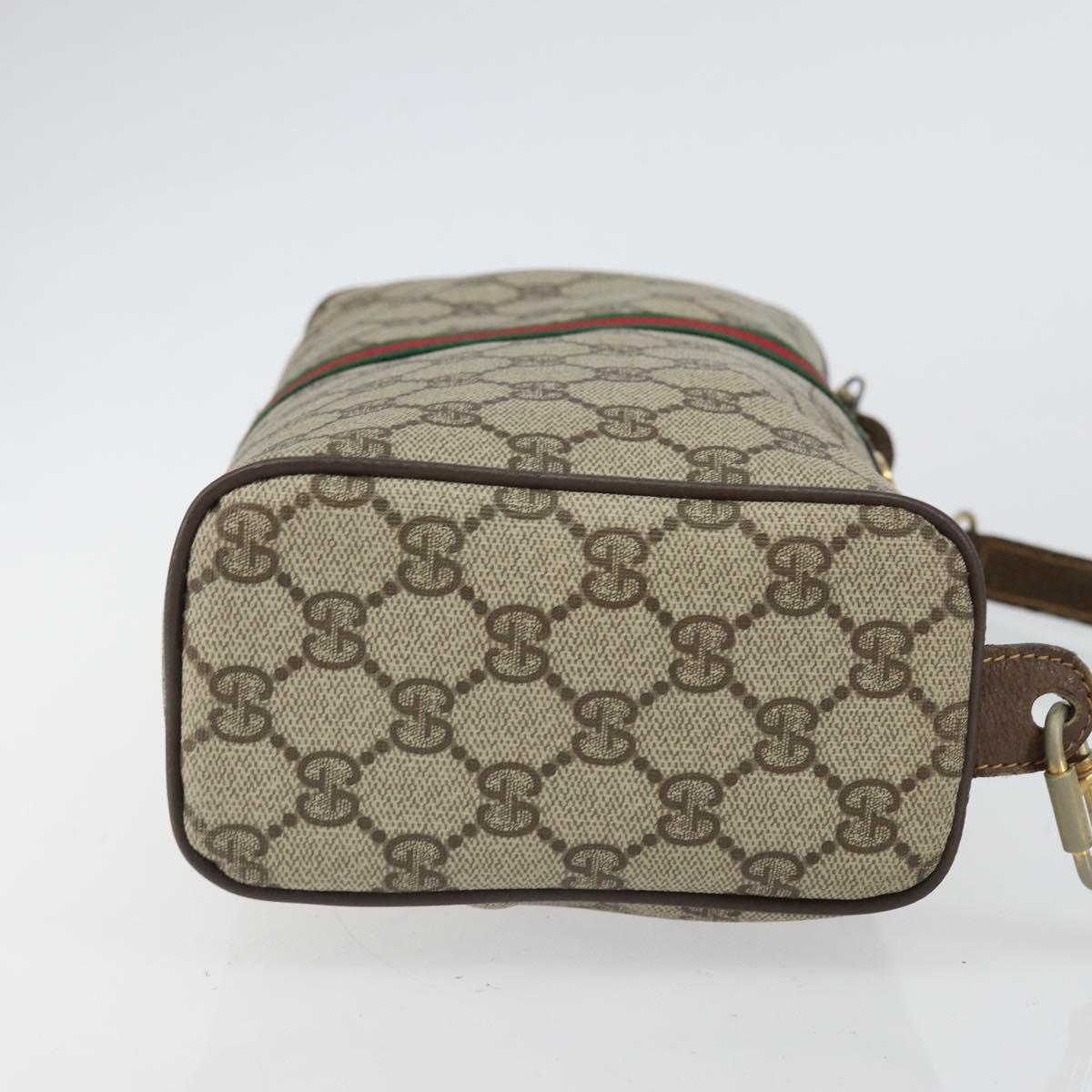 GUCCI Web Sherry Line Bag PVC Leather Beige Gold 41 004 4464 Auth 161221