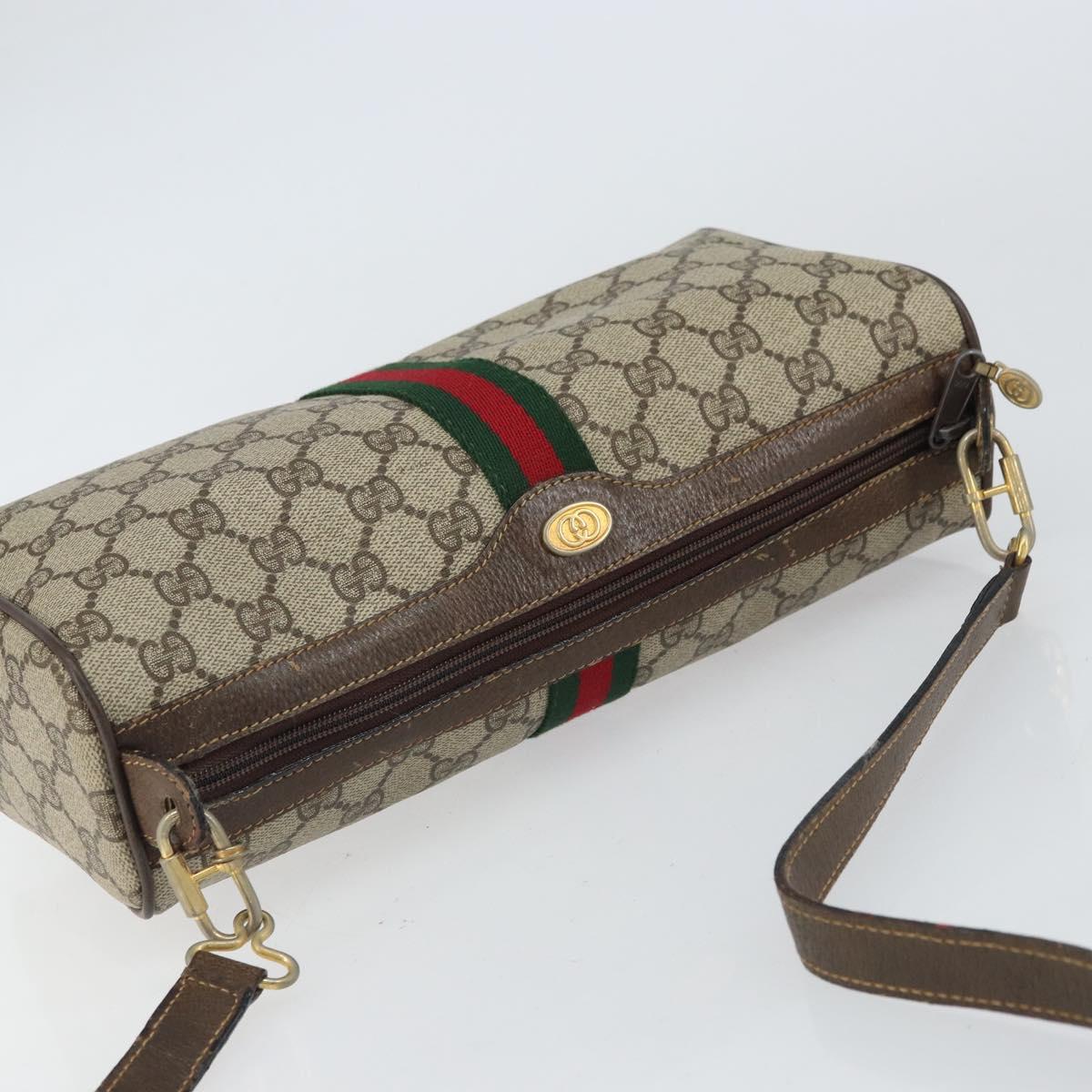 GUCCI Web Sherry Line Bag PVC Leather Beige Gold 41 004 4464 Auth 161221