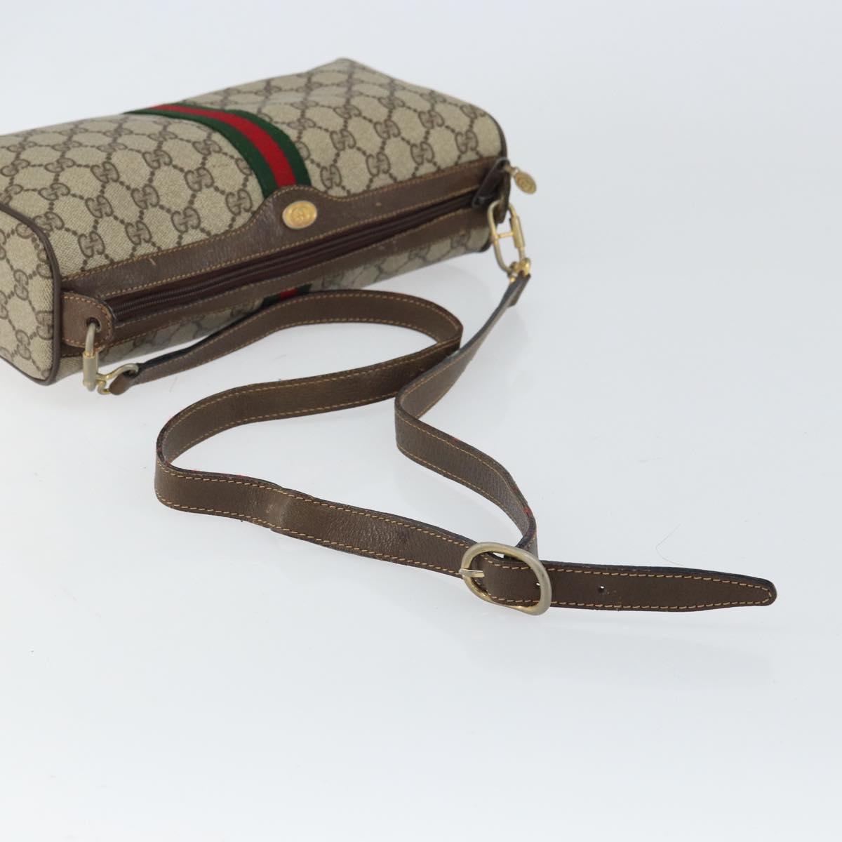 GUCCI Web Sherry Line Bag PVC Leather Beige Gold 41 004 4464 Auth 161221