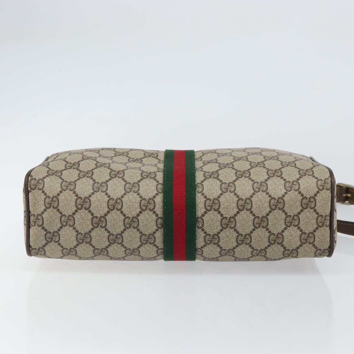 GUCCI Web Sherry Line Bag PVC Leather Beige Gold 41 004 4464 Auth 161221
