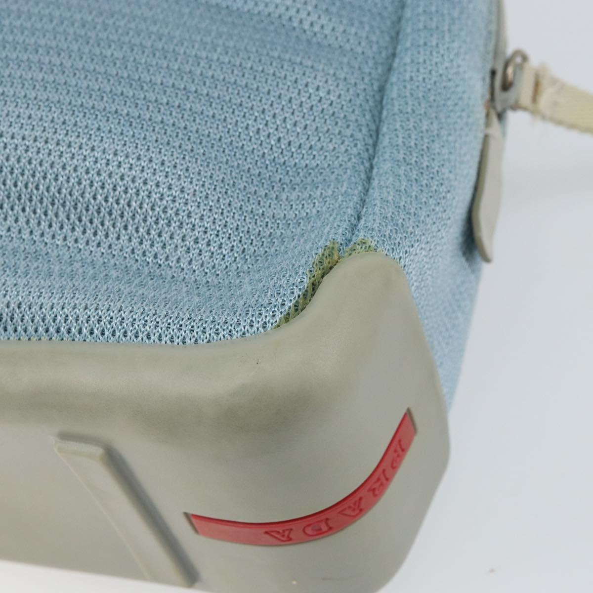 PRADA Shoulder Bag Nylon Light Blue Silver Auth 161224