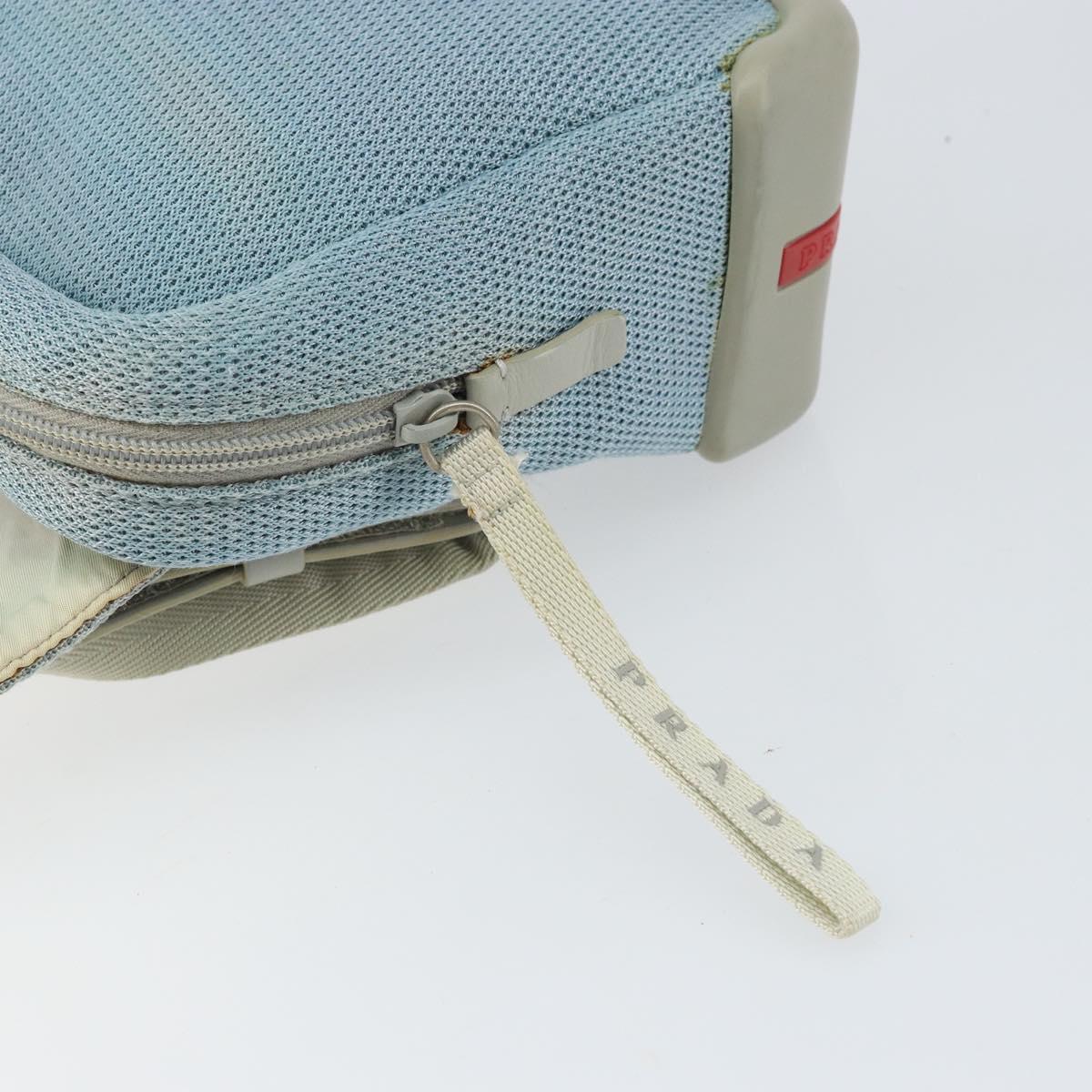 PRADA Shoulder Bag Nylon Light Blue Silver Auth 161224