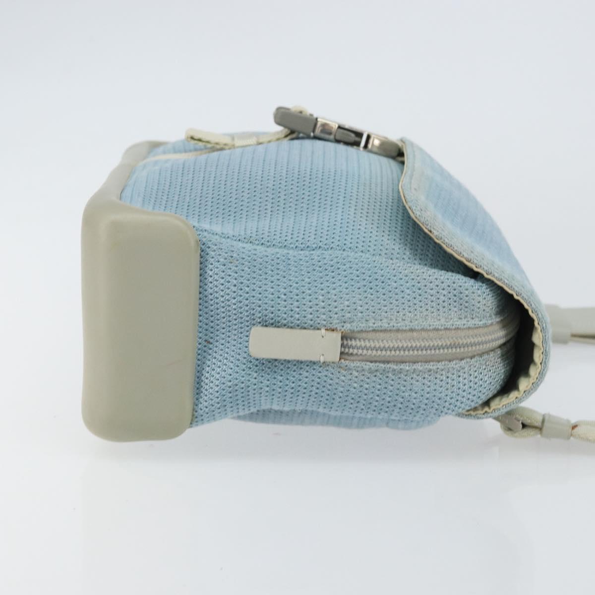 PRADA Shoulder Bag Nylon Light Blue Silver Auth 161224