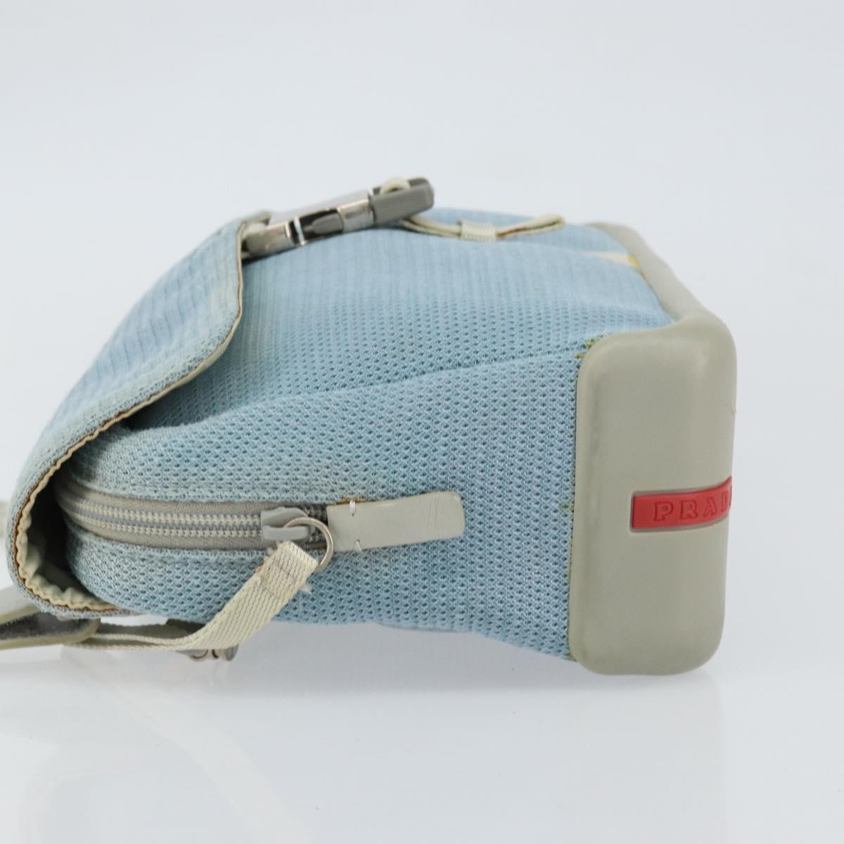 PRADA Shoulder Bag Nylon Light Blue Silver Auth 161224