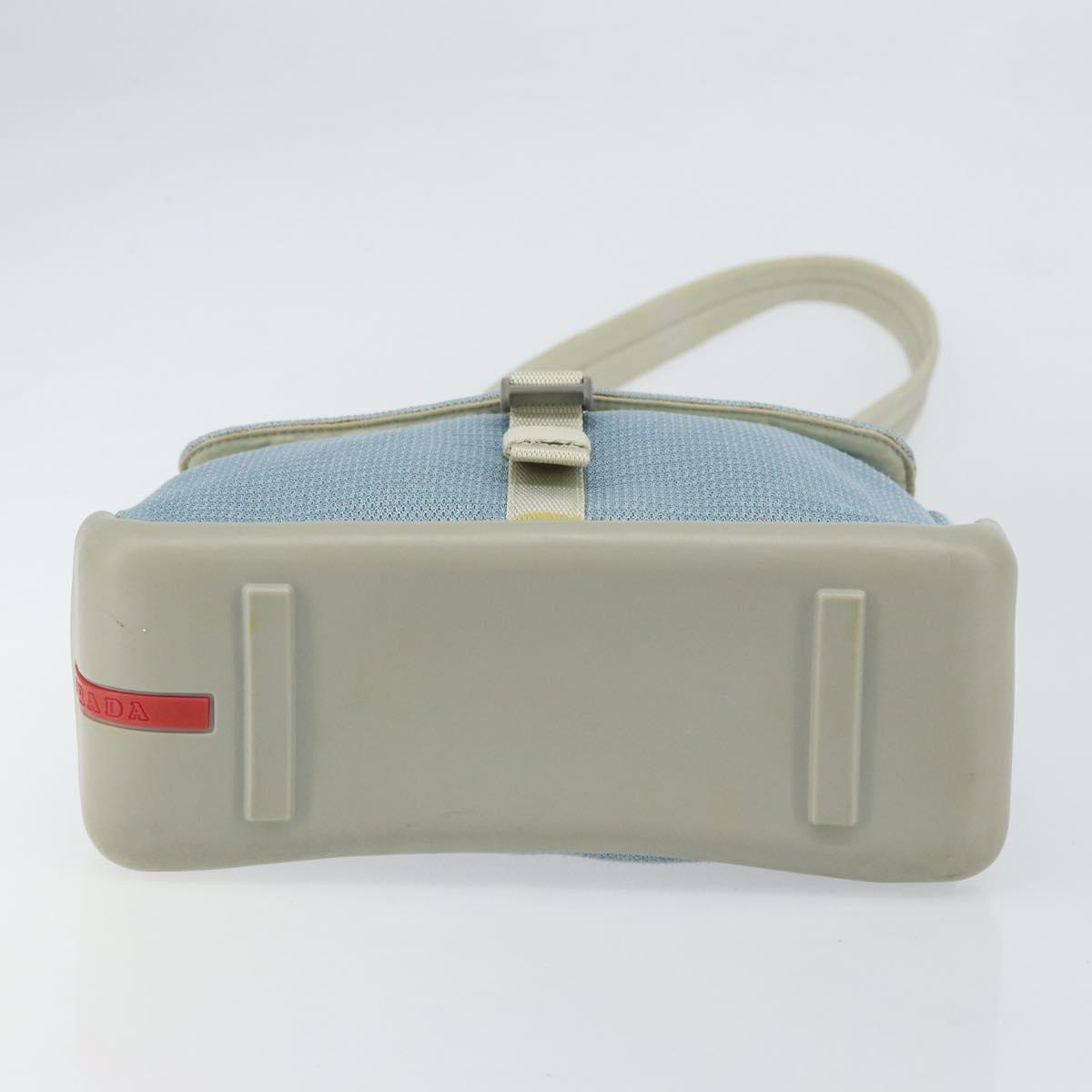 PRADA Shoulder Bag Nylon Light Blue Silver Auth 161224