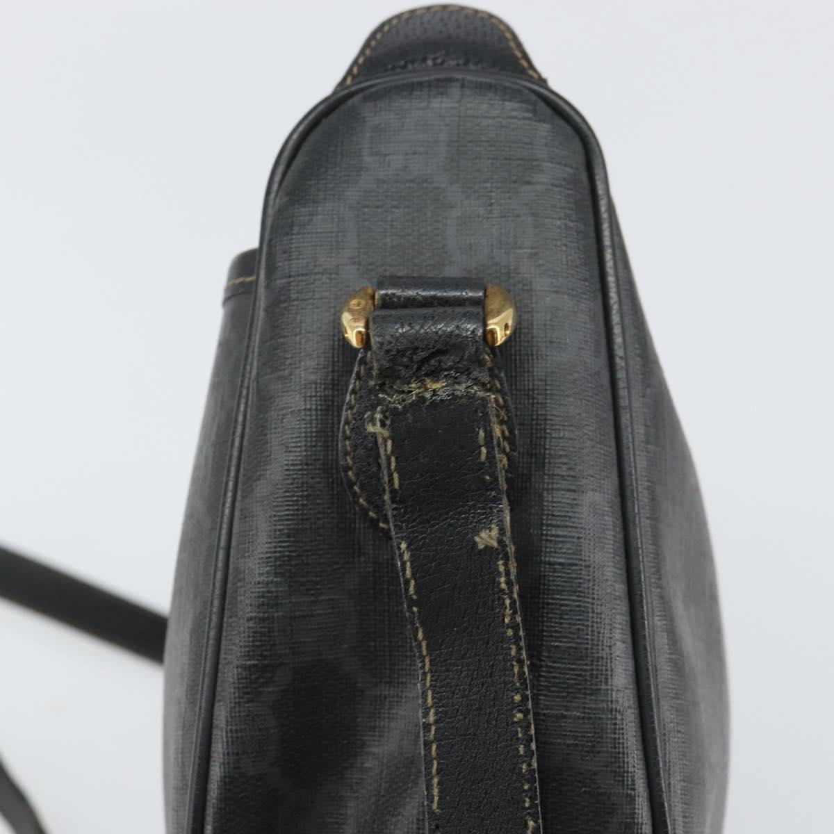 GUCCI GG Supreme Web Sherry Line Bag PVC Black Gold 89 02 077 Auth 161226