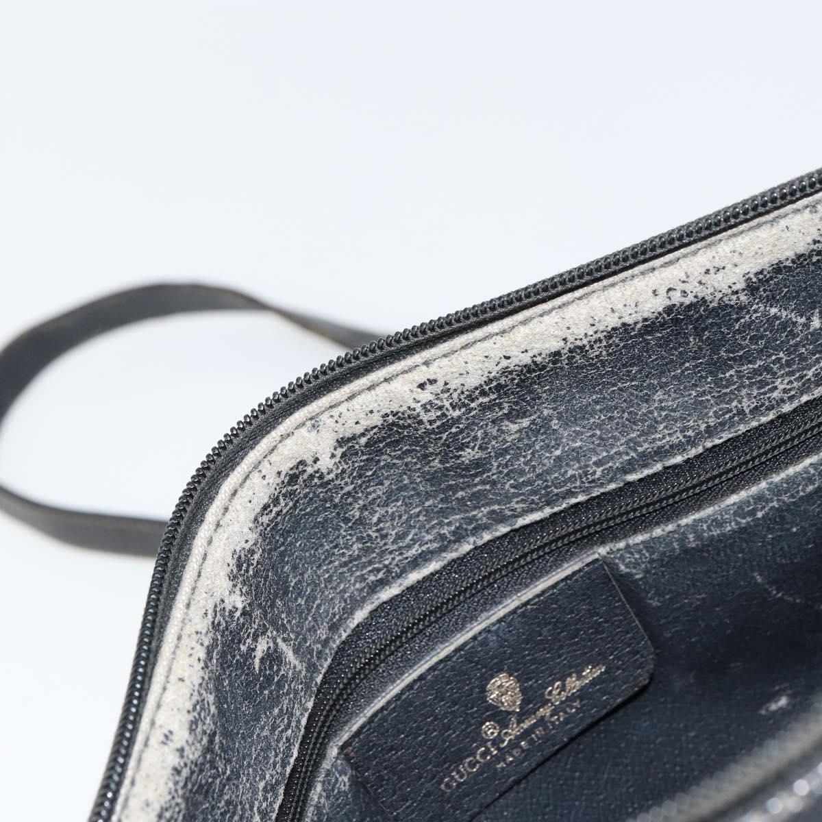 GUCCI GG Supreme Web Sherry Line Bag PVC Black Gold 89 02 077 Auth 161226