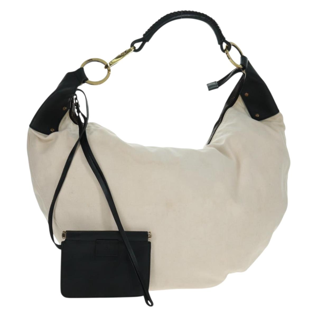 GUCCI Shoulder Bag Canvas Ivory Gold 95332 Auth 161228