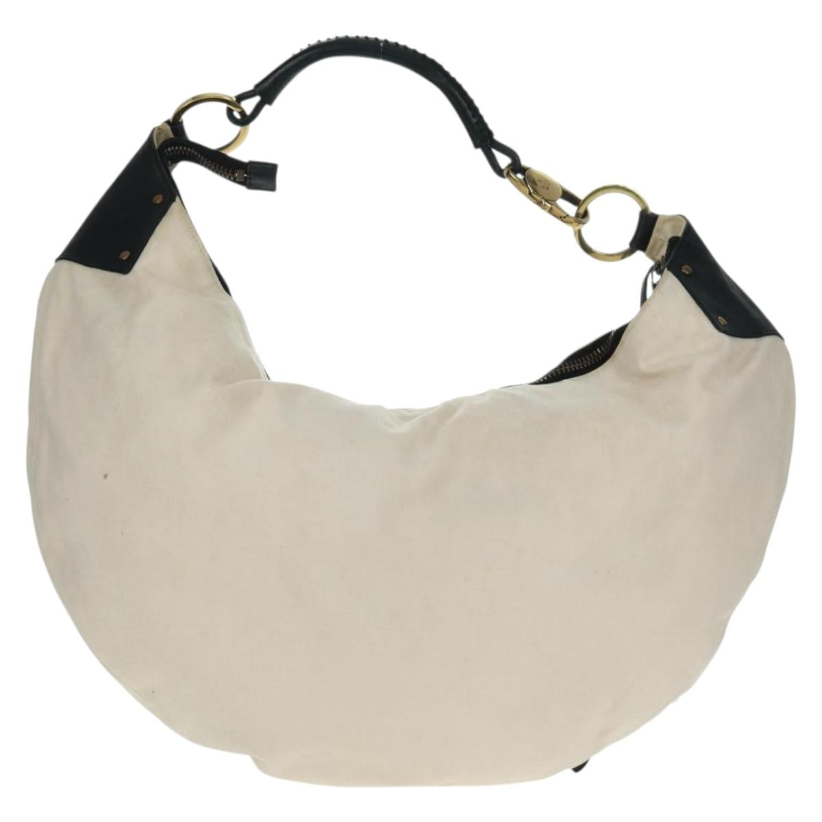 GUCCI Shoulder Bag Canvas Ivory Gold 95332 Auth 161228