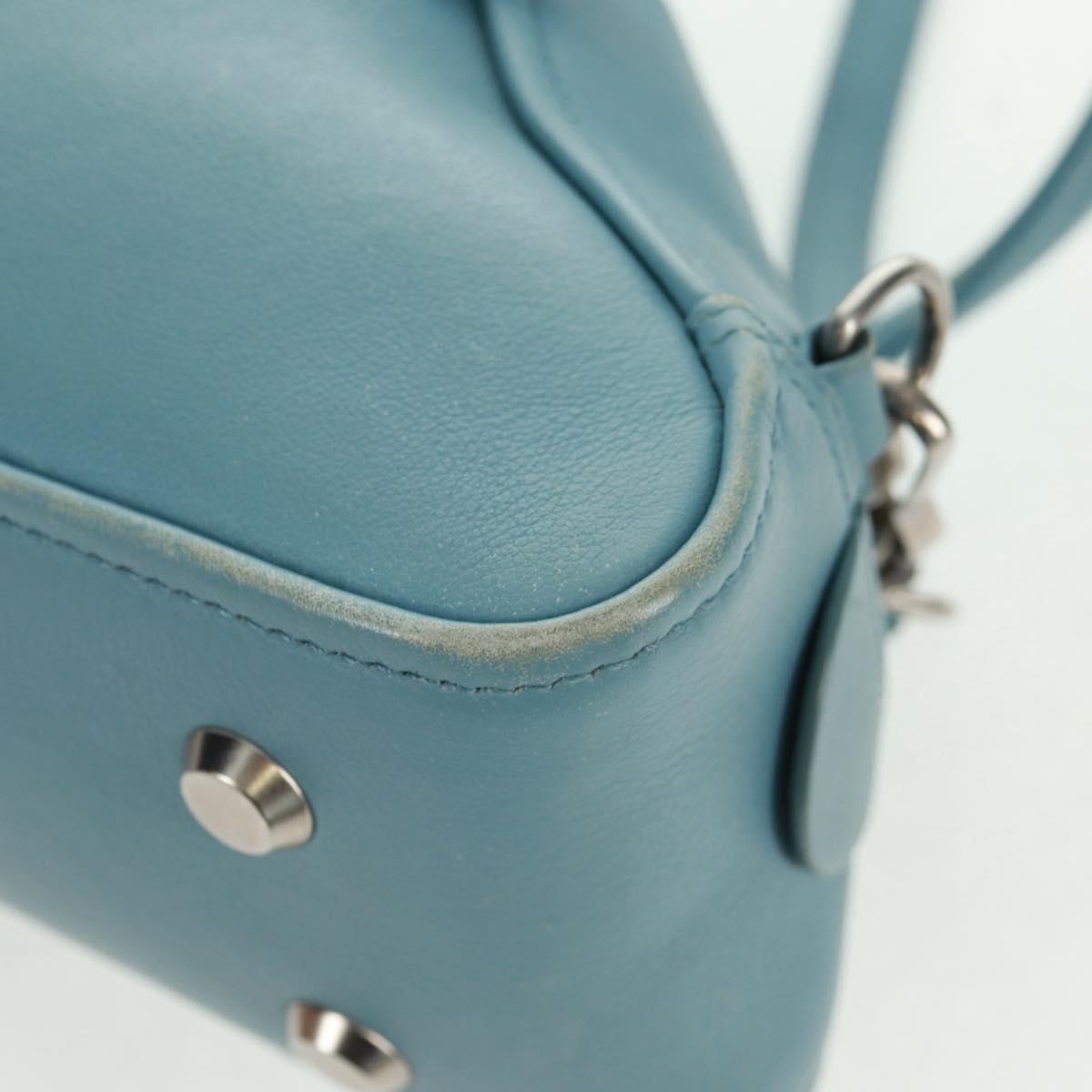BALENCIAGA Triangle S Hand Bag Leather 2way Light Blue Silver 476975 Auth 161230