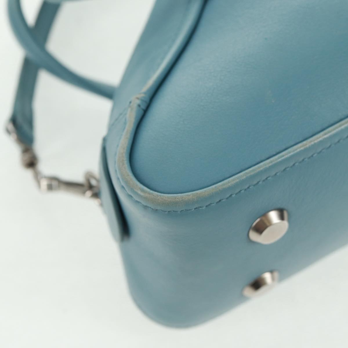 BALENCIAGA Triangle S Hand Bag Leather 2way Light Blue Silver 476975 Auth 161230